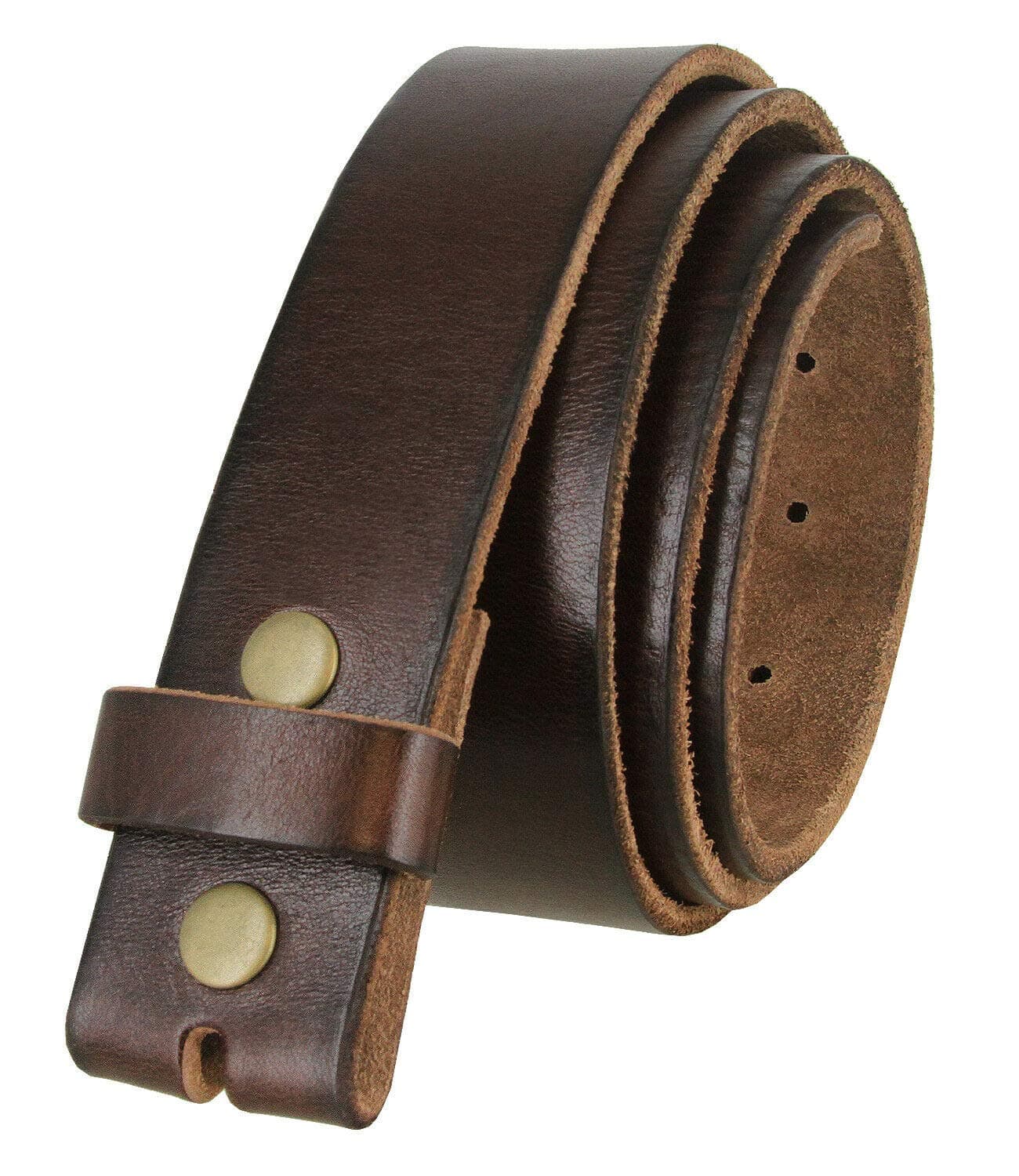 100% One-Piece Full Grain Leather Belt Straps with No Slot Hole/Slot Hole/Heavy-Duty, Multi Options 1-1/2" (38mm) Wide