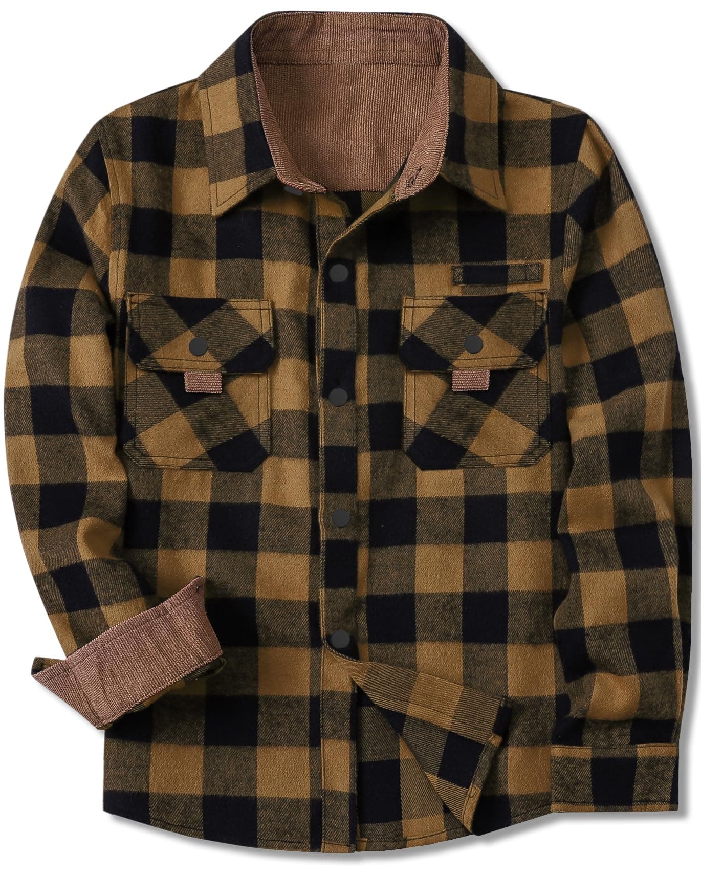 SANGTREE Boys and Mens Flannel Shirts Long Sleeve Button Down Plaid Shirts,Corduroy Collar