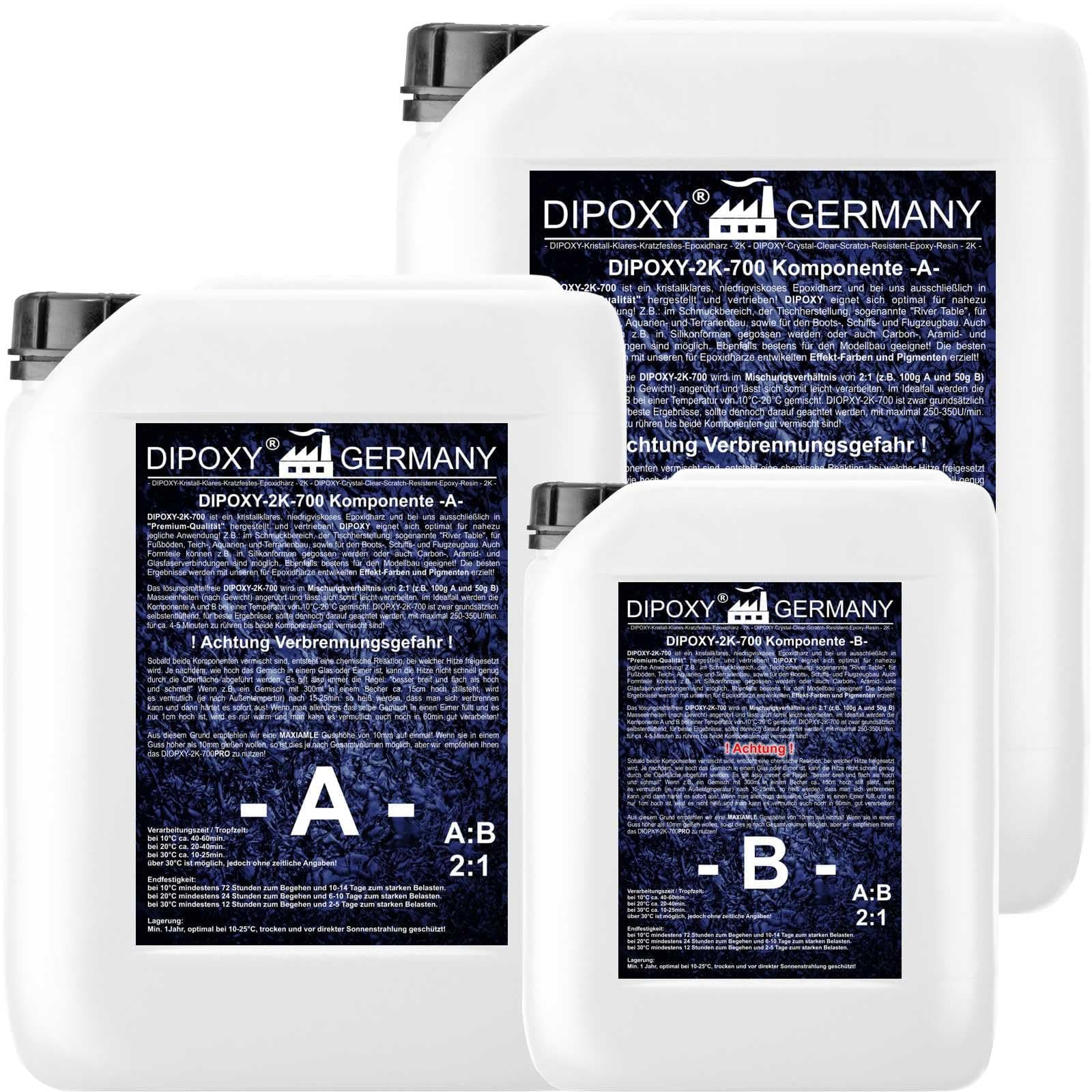 6,0kg DIPOXY-2K-700 Epoxy Resin and Hardener 2K EP Laminating Clear Cast UV res. DIPOXY-2K-700 Wooden Table Base Aquarium Terra Construction…