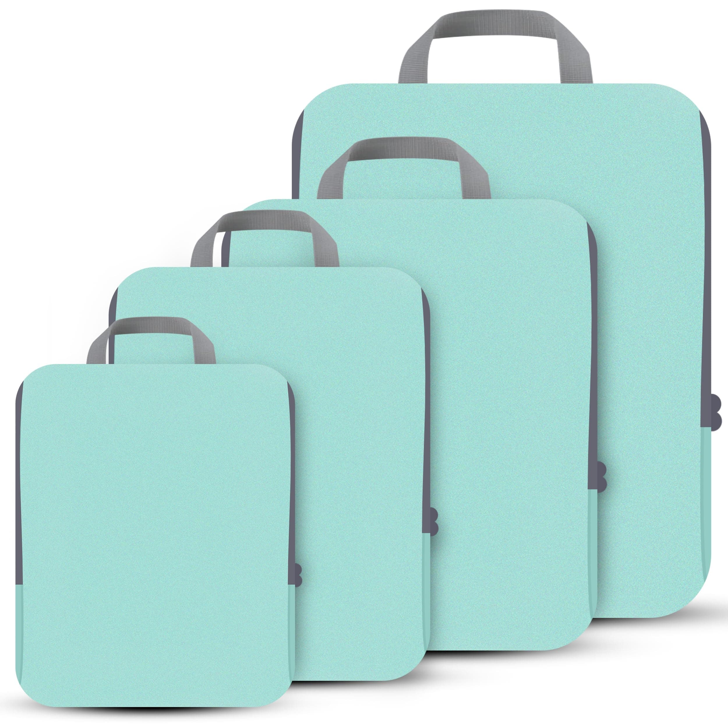 4 Set Compression Packing Cubes Travel - Travel Accessories Expandable Packing Organizers for Carry On - Essentials Luggage Bags - Light Teal