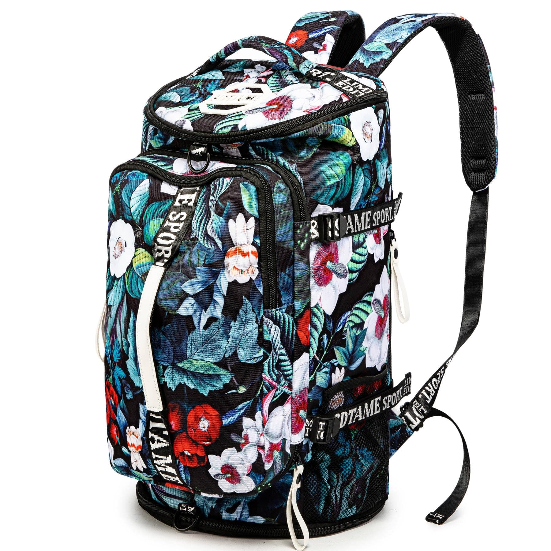 Gym Duffle Bag Backpack with Shoe Compartment,4 ways Travel Backpack for Women and Men,Multi-Functional Weekender bag with Waterproof Layer&Laptop Compartment for Fitness, Travel,Camping