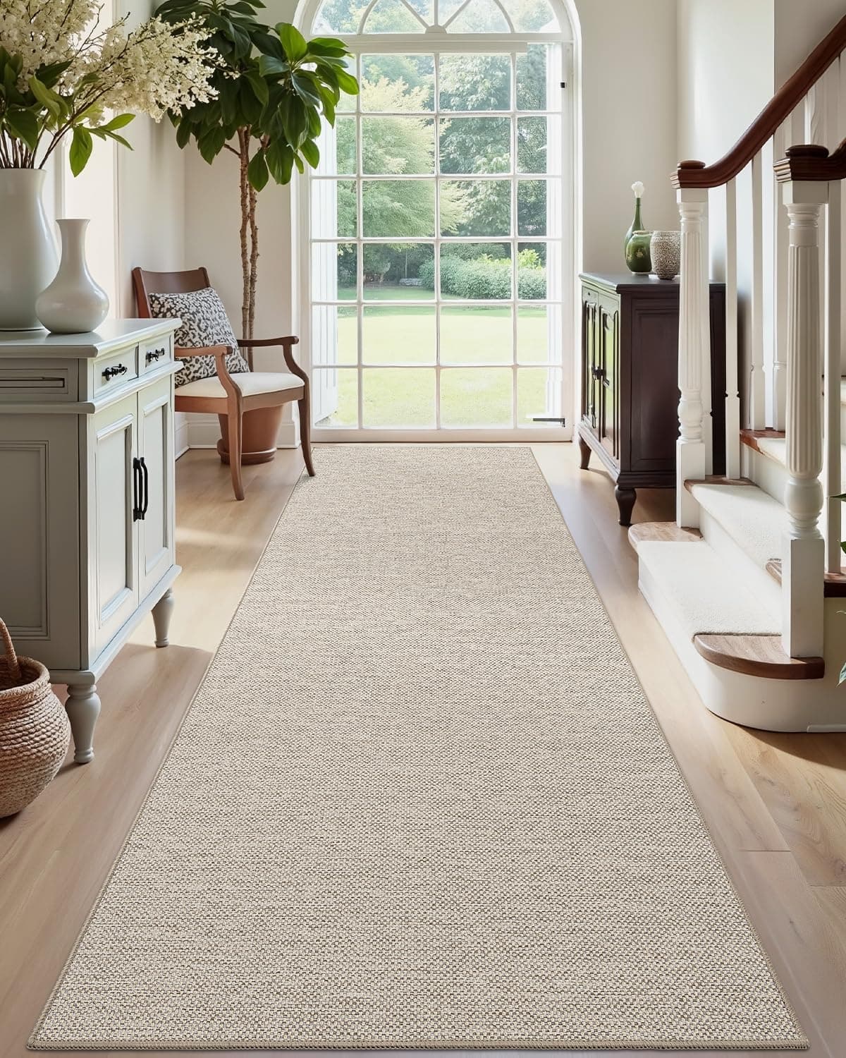 DEXI Hallway Runner Rug 2'x7', Non Slip Rubber Backed Runners Carpet, Ultra Thin Entryway Rugs Indoor for Kitchen Hallway Entrance Bedroom, Beige