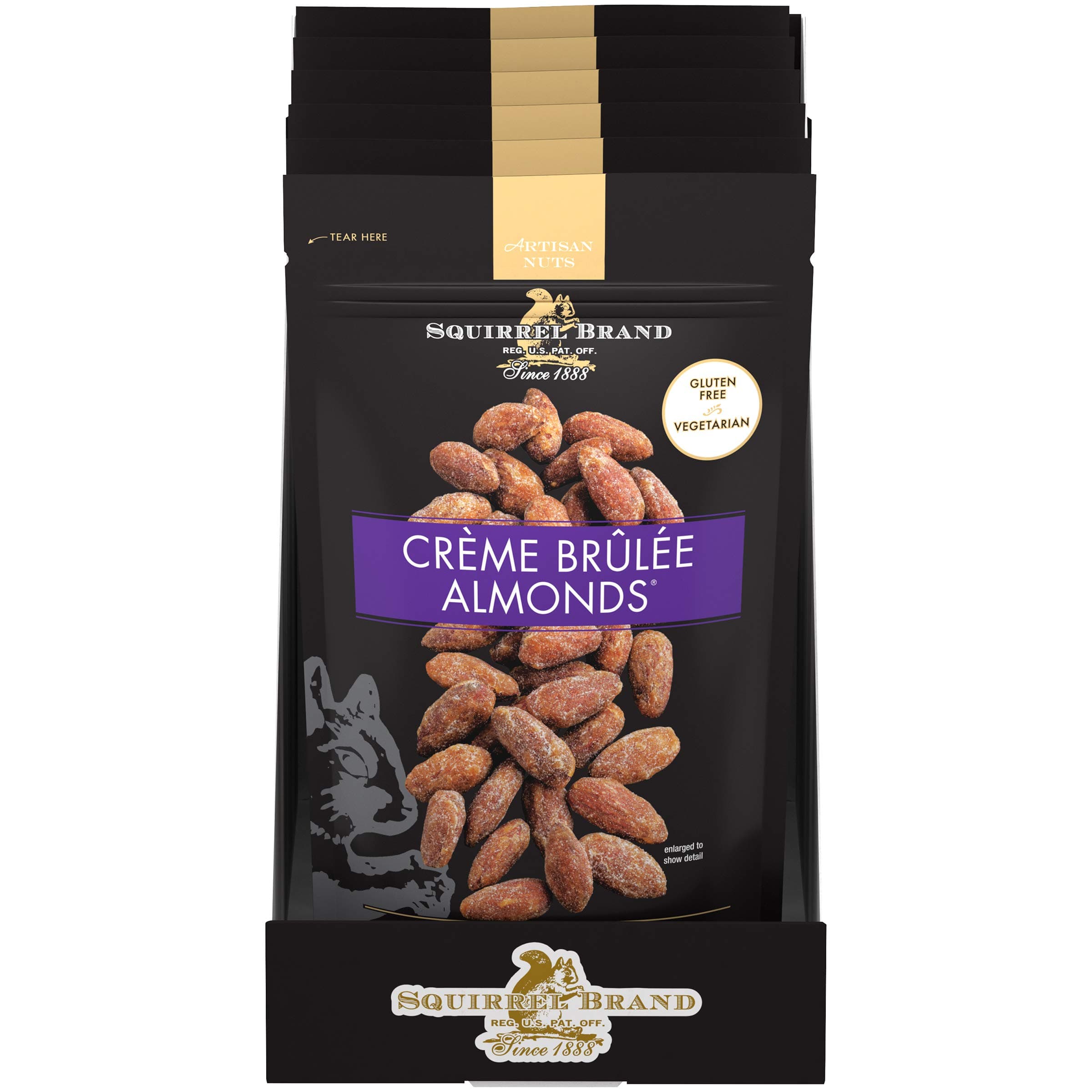Squirrel Brand Crème Brûlée Almonds, 3.5 Ounces (Pack of 6), Gluten Free, Vegetarian