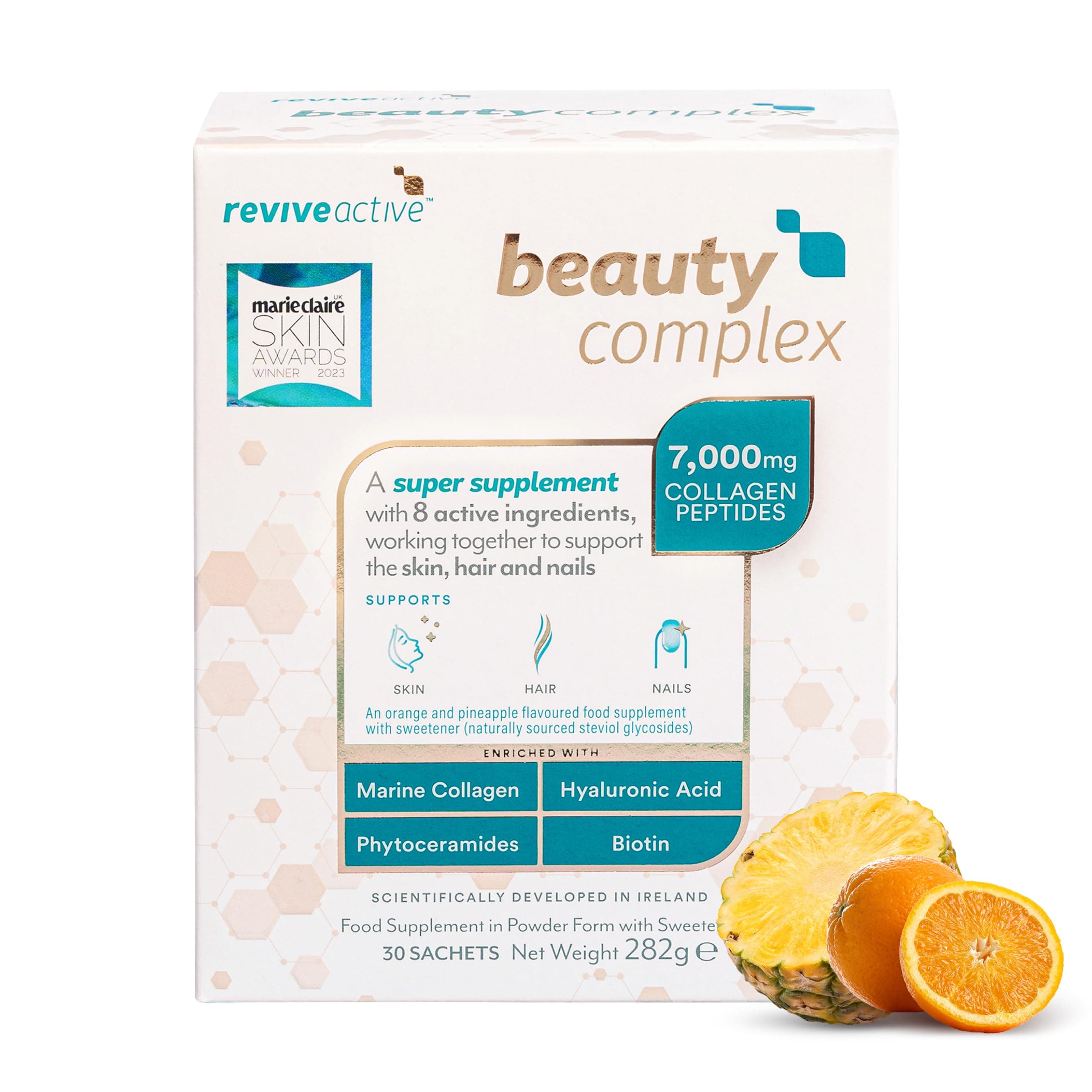 Revive Active Beauty Complex Super Supplement | 8 Ingredients to Support Skin, Hair & Nails | 30 Day Supply | Collagen, Hyaluronic Acid, Phytoceramides & Biotin