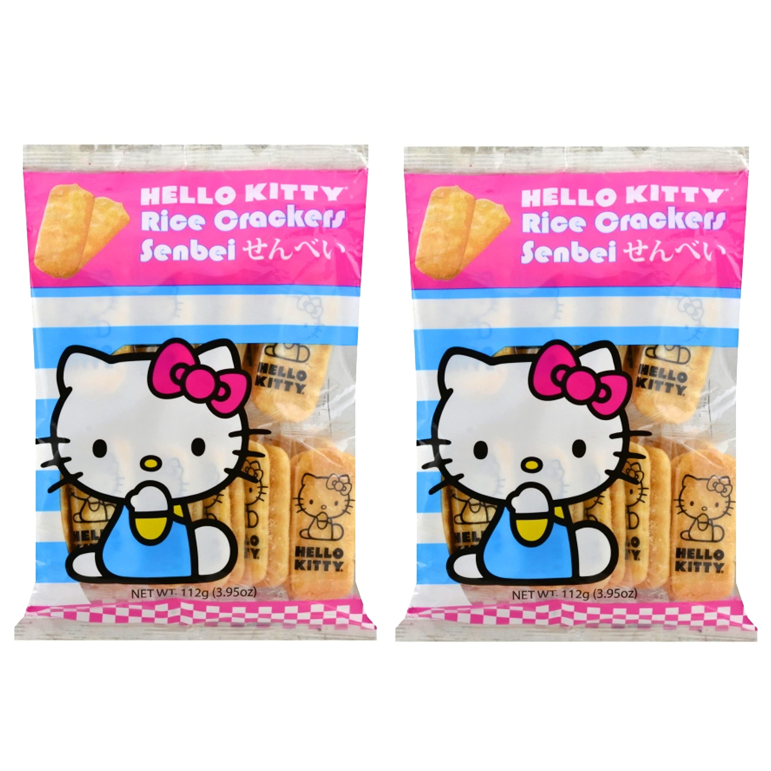 Hello Kitty Senbei Rice Crackers 112g (3.95oz) - Snacks, Rice Cracker, Cookies, Great Snacks on the go, for adults, Children, Party Favors, Birthday Gifts and School. (HK Rice Cracker Senbei, Pack of 2)