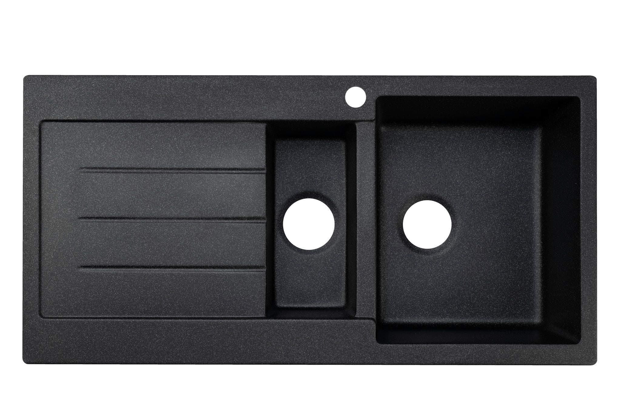 Black Kitchen Sink Lavello Decoro 150LT 39" Granite Sink Composite Double Bowl Big Range of Kitchen Sinks Drop In Top Mount (Drainboard Position: Left)