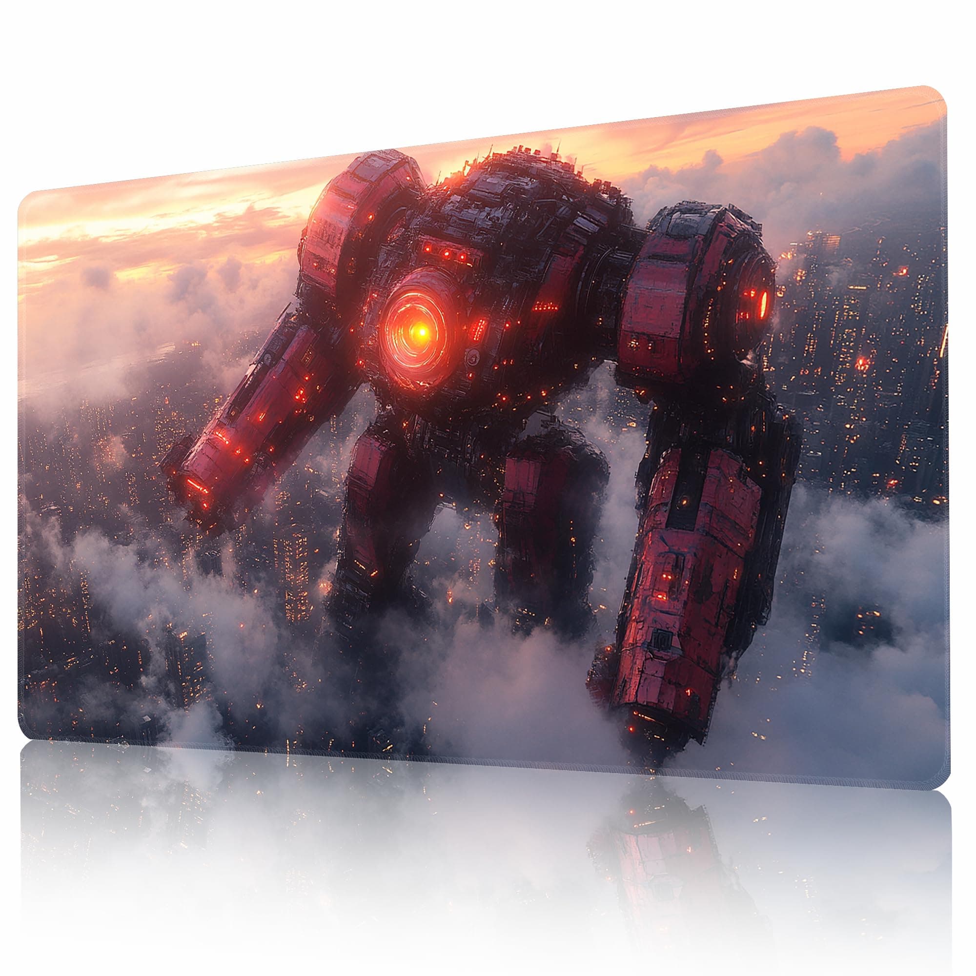 MTG Playmat Non-Slip Rubber Backing Printing Commander Board Game Desk Mat Duel Mat TCG PTCG Playmat 24x14 inches and Free Storage Bags (Mecha 02)