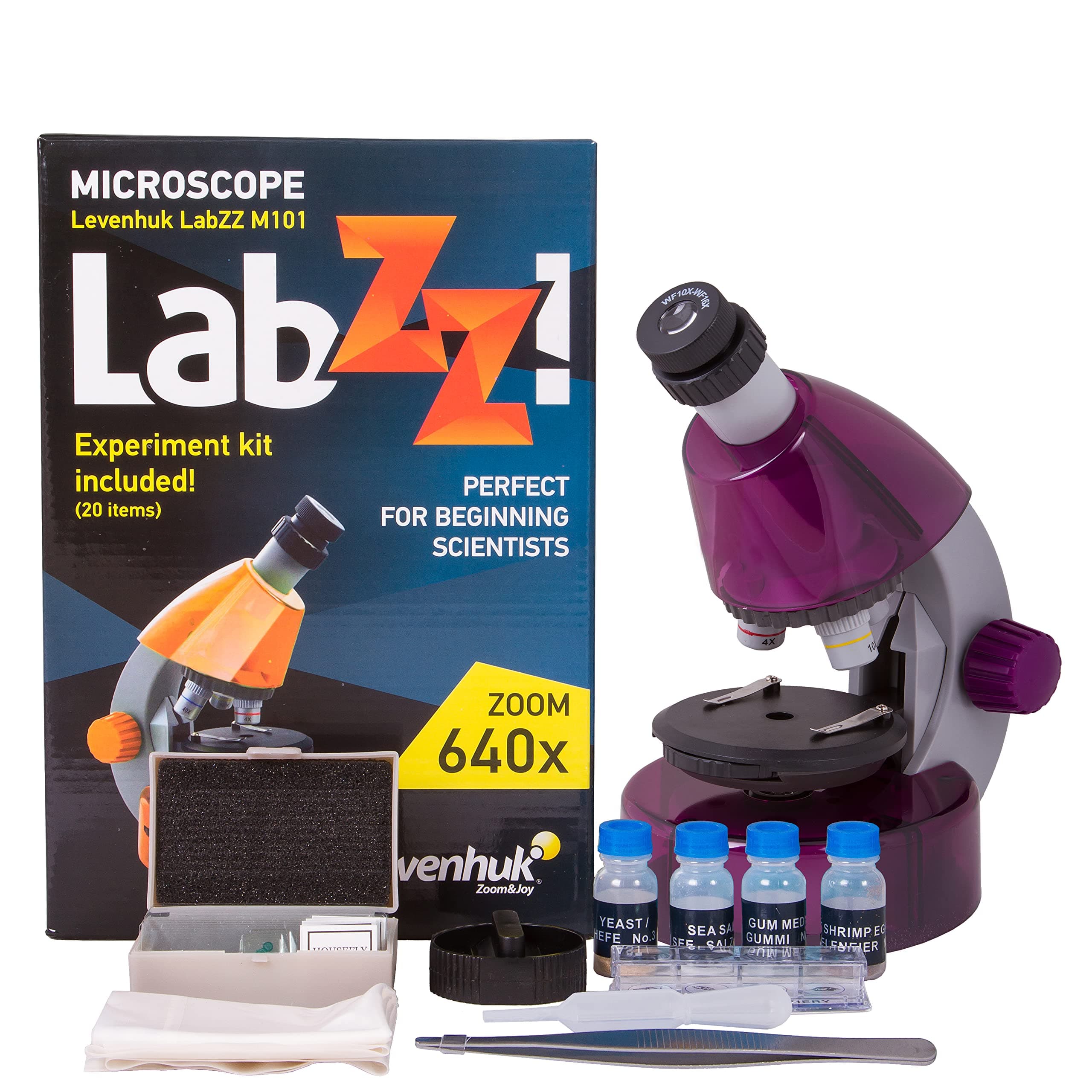 LabZZ M101 Amethyst Microscope for Kids with Experiment Kit