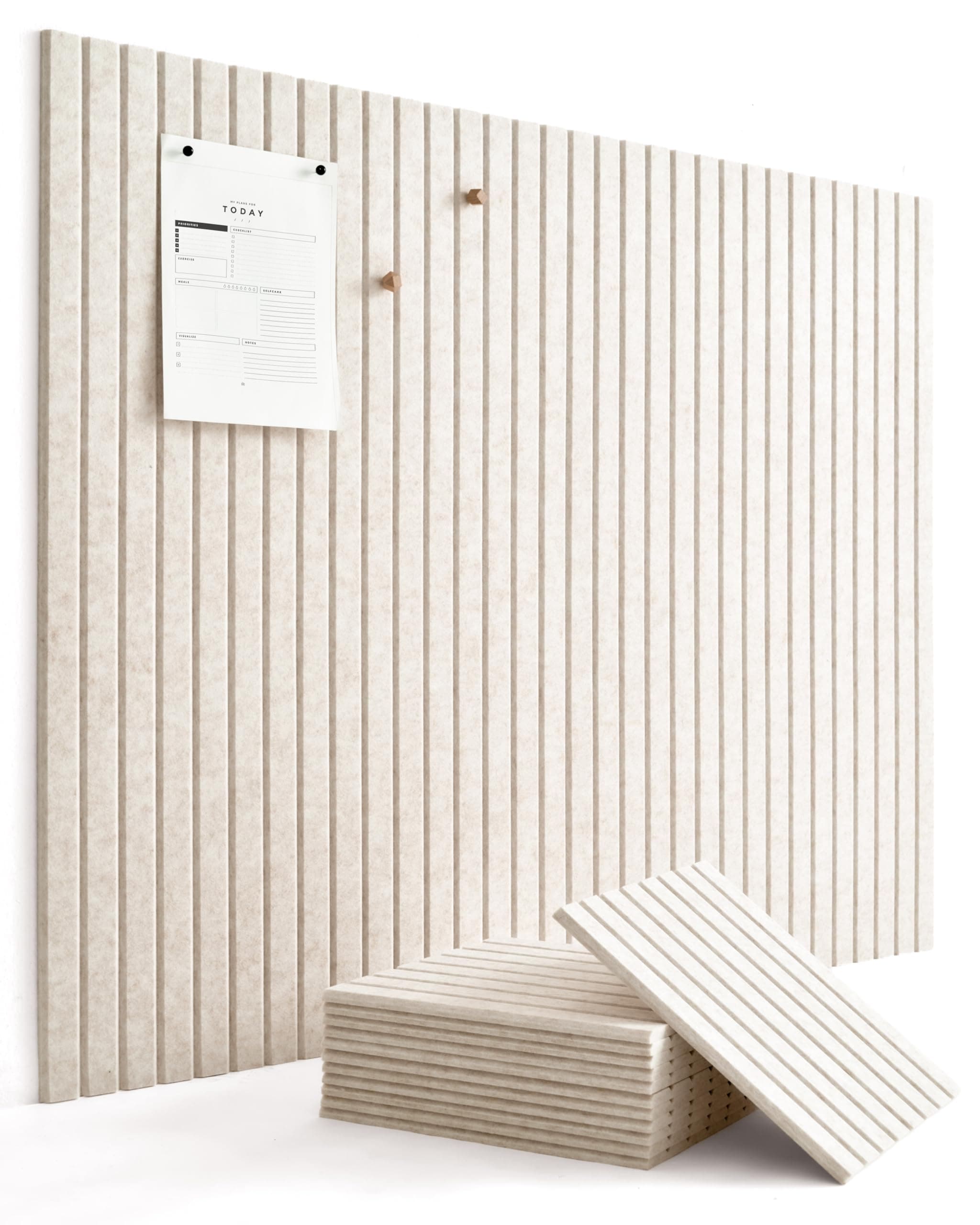 VIVELDA Large Bulletin Board 48"x36" - Office Wall Organizer, Replace your Old Cork Boards for Walls for Office Decor -12-pack Felt Wall Panels to Use in Home Office Decor, Classroom Decor (Limestone)