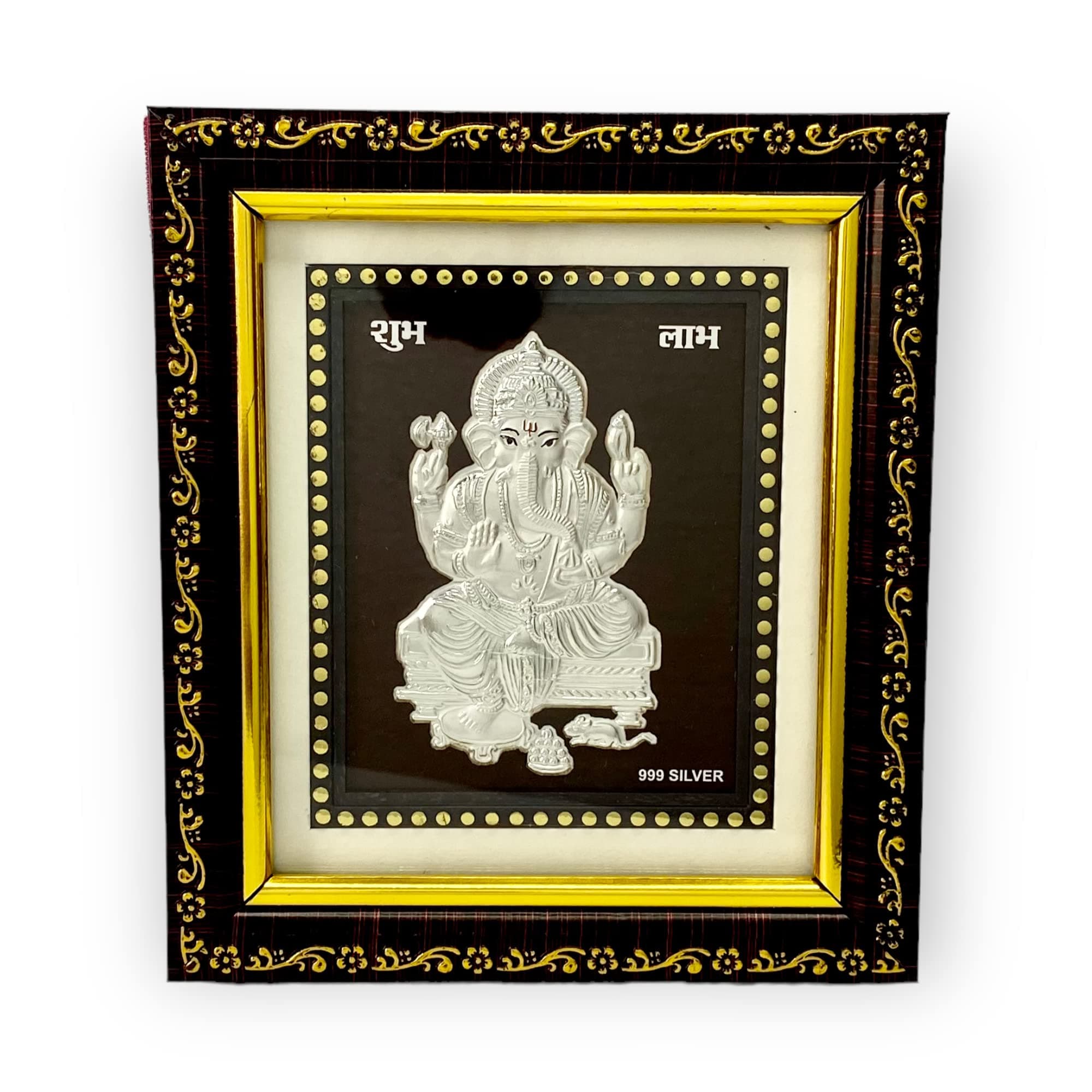999 Pure Silver Ganesh Frame For Home Decor (5 X 6 Inches | Silver) , Metal(Tabletop;Wall Mount)