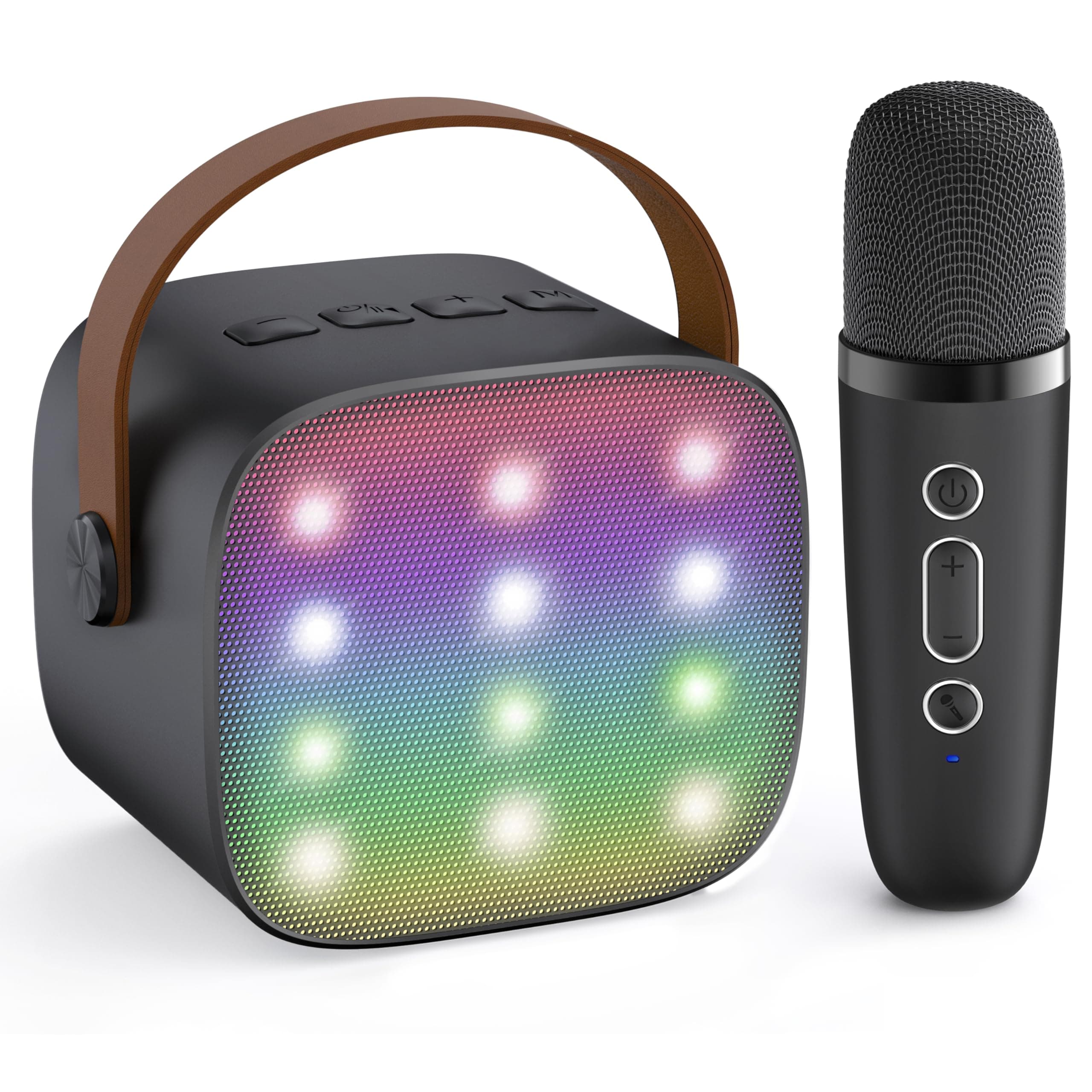 Mini Karaoke Machine for Kids, Portable Bluetooth Speaker with Wireless Microphone, Popular Birthday Toys Gifts for Boys 3 4 5 6 7 8 9 10 11 12 + Years Old Party Family School Home (Black 1 Mic)