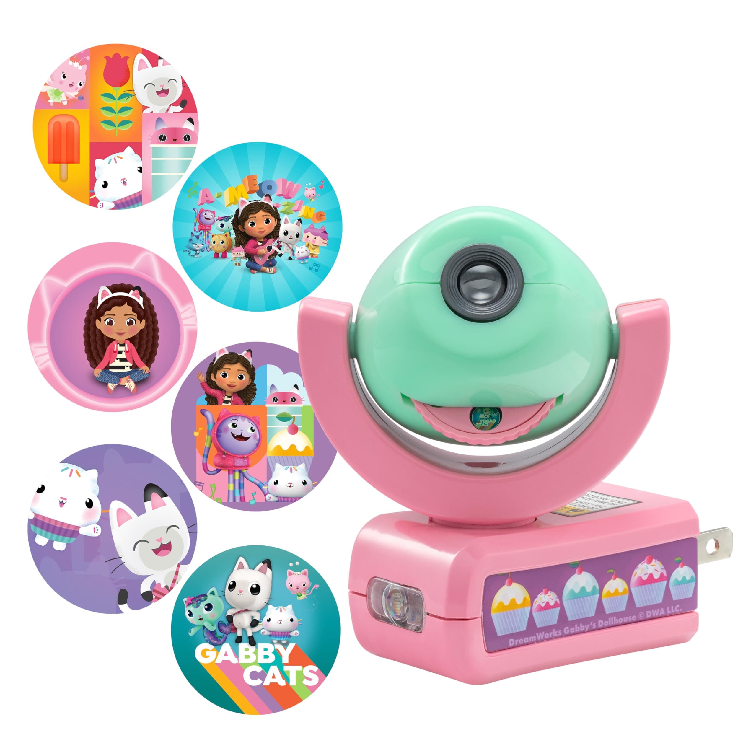 Projectables Gabby's Dollhouse LED Kids Night Light, Projector, Plug-in, Dusk-to-Dawn Sensor, for Bedroom, Bathroom, Playroom, Toyroom, 80079