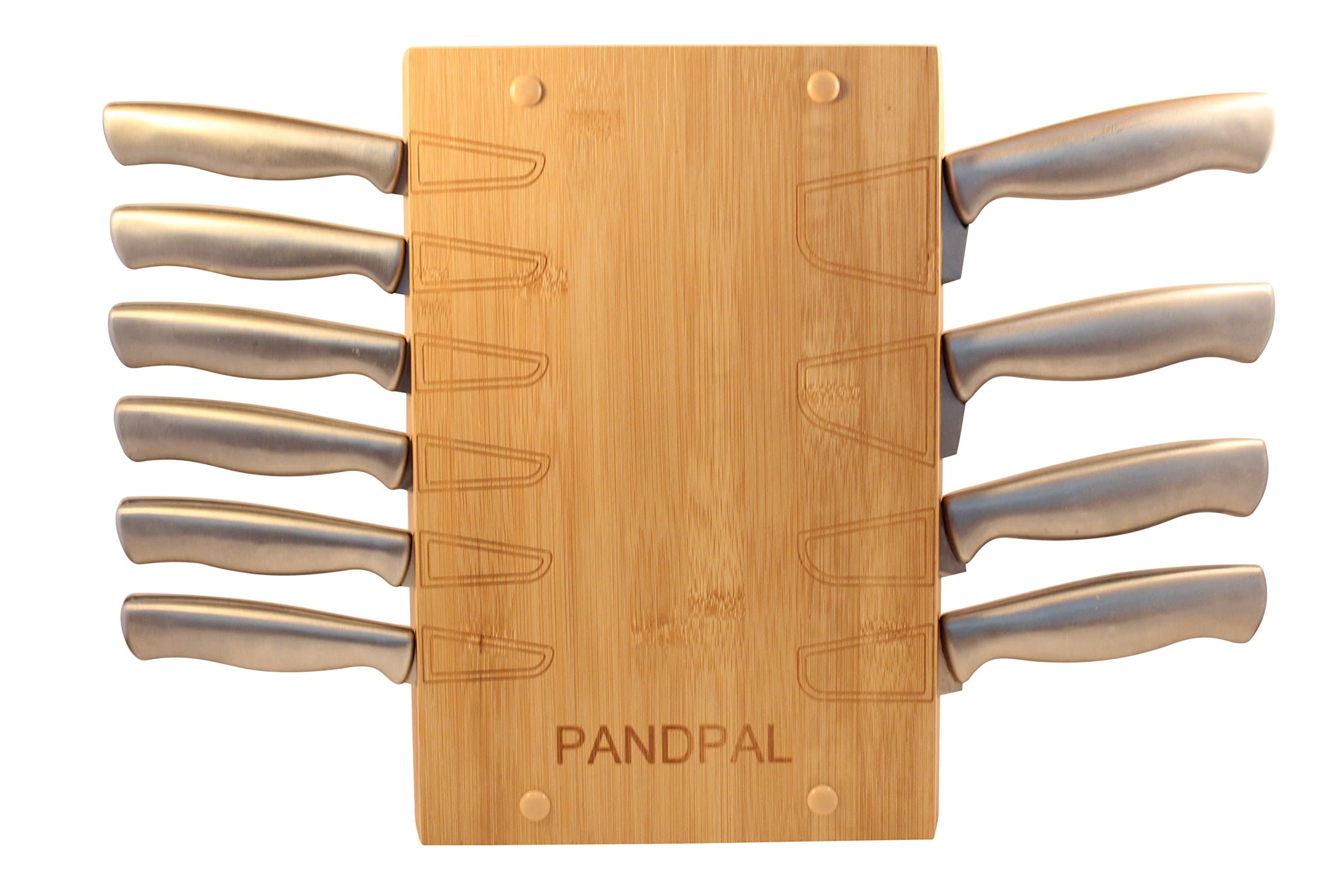 PandPal Bamboo Knife Holder Organizer - High-End Non-Magnetized Wall Mounted Knife Rack Holder For Safe Knife Fixing- Stylish Bamboo Knife Block