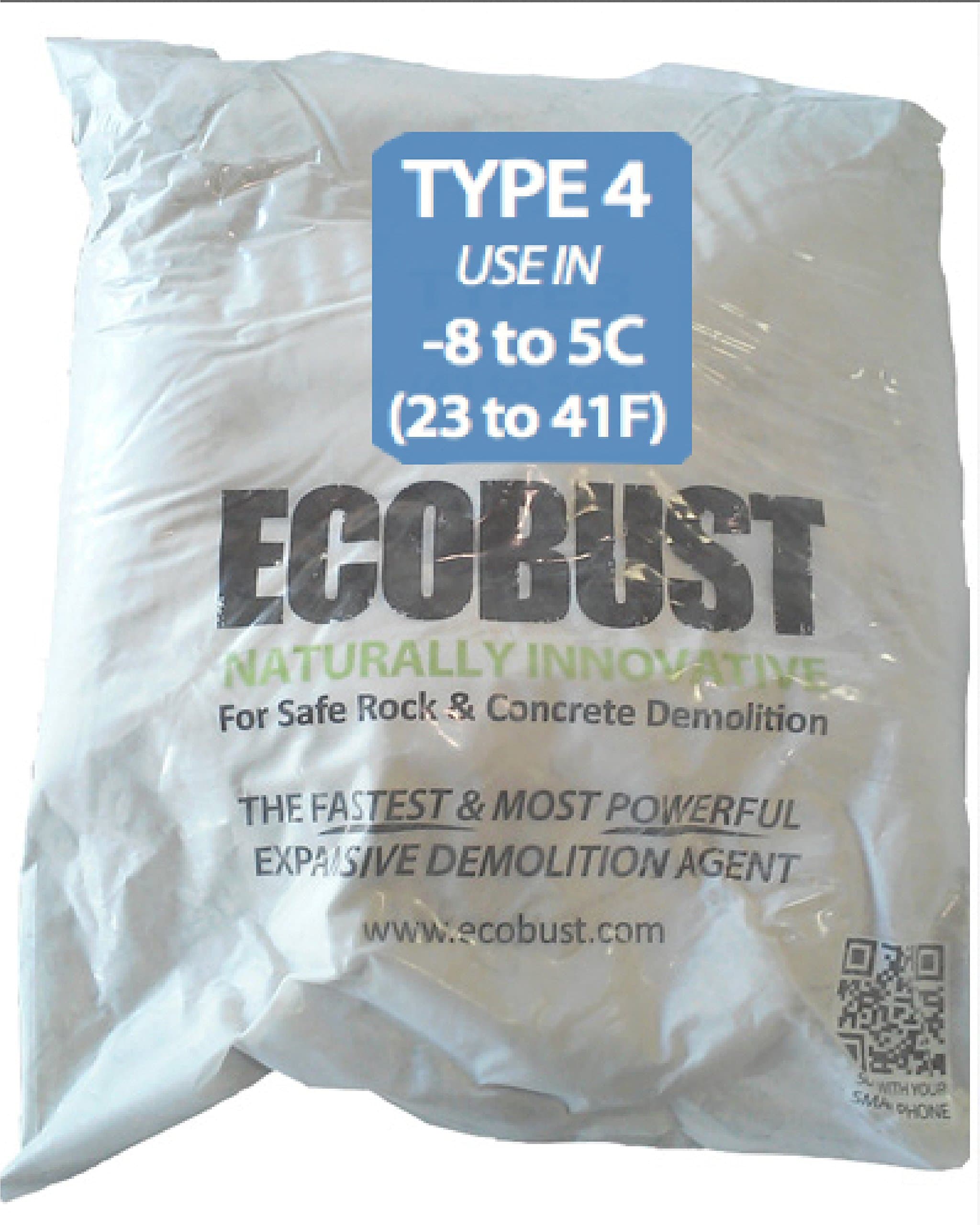 Ecobust USA Type 4 (18F to 40F) 11 lb Concrete Cutting and Rock Breaking Non-Combustive Demolition Agent