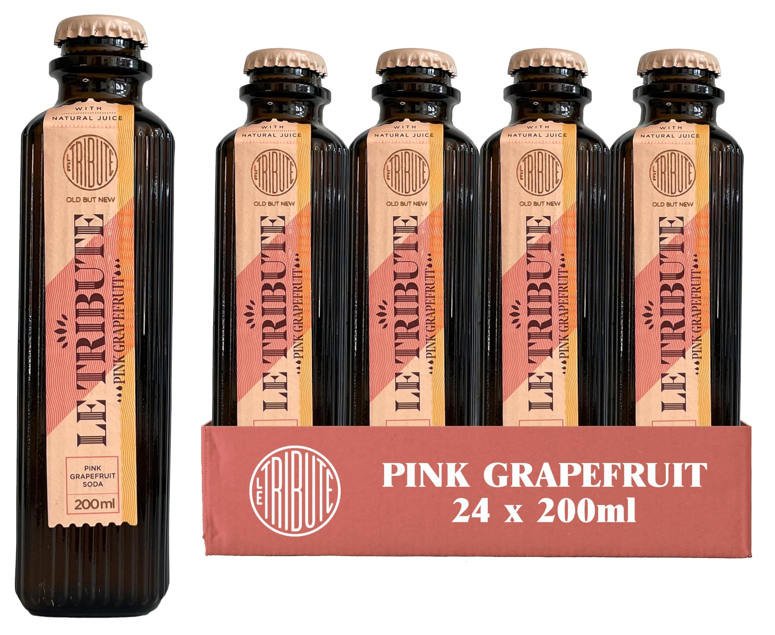 Pink Grapefruit Soda | Case of 24 x 200ml Bottles | Multipack | Made with Natural Grapefruit, Orange and Lemon Juice | Premium Mixer | Perfect for a Paloma Cocktail