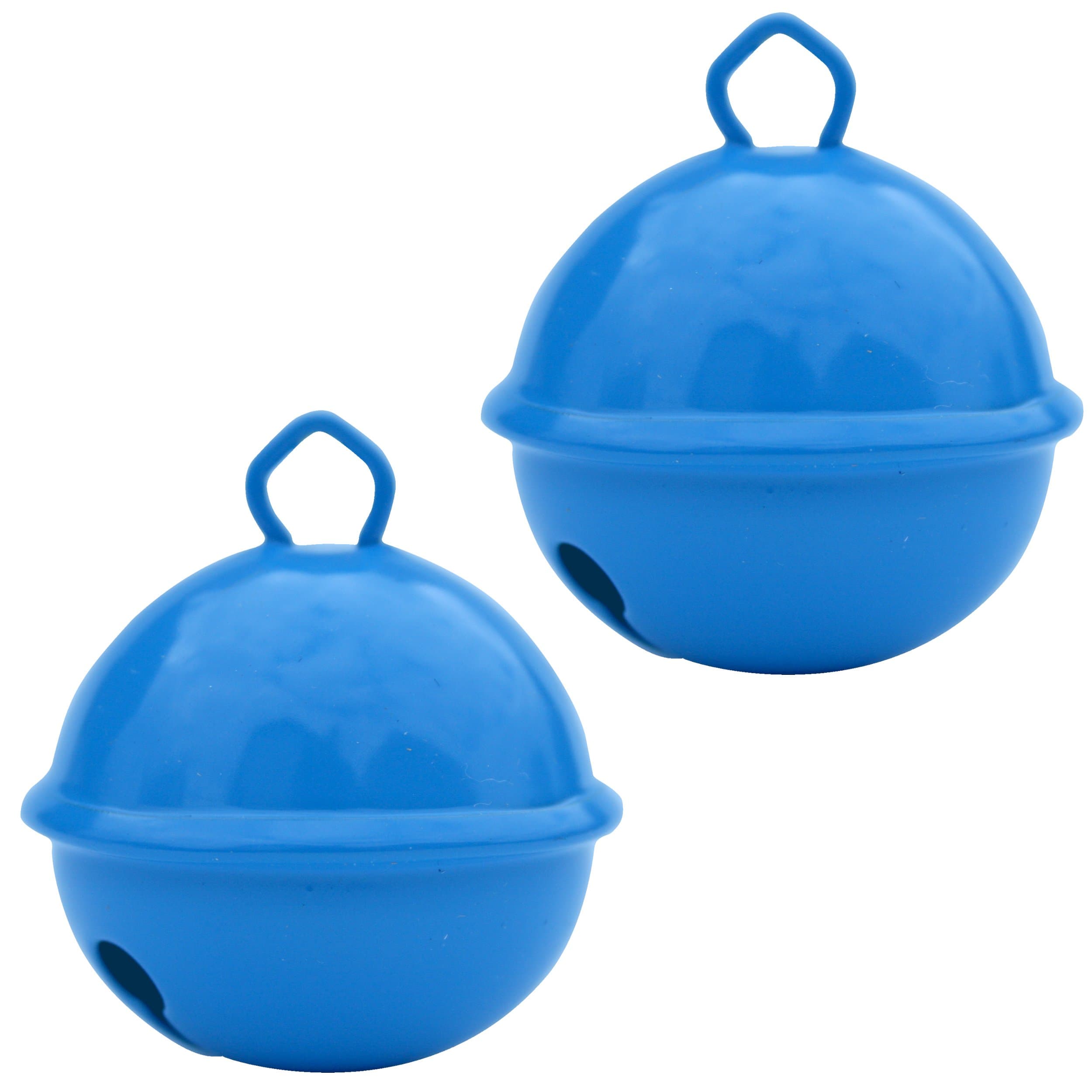 Coloured Jingle Bells That Jingle Blue Extra Large 35mm (2pcs Giant HQ Kids normEN71) For Craft Baby Montessori Cats Dogs Musical Instrument Wristbands Hand Toy Keyring Christmas Decoration