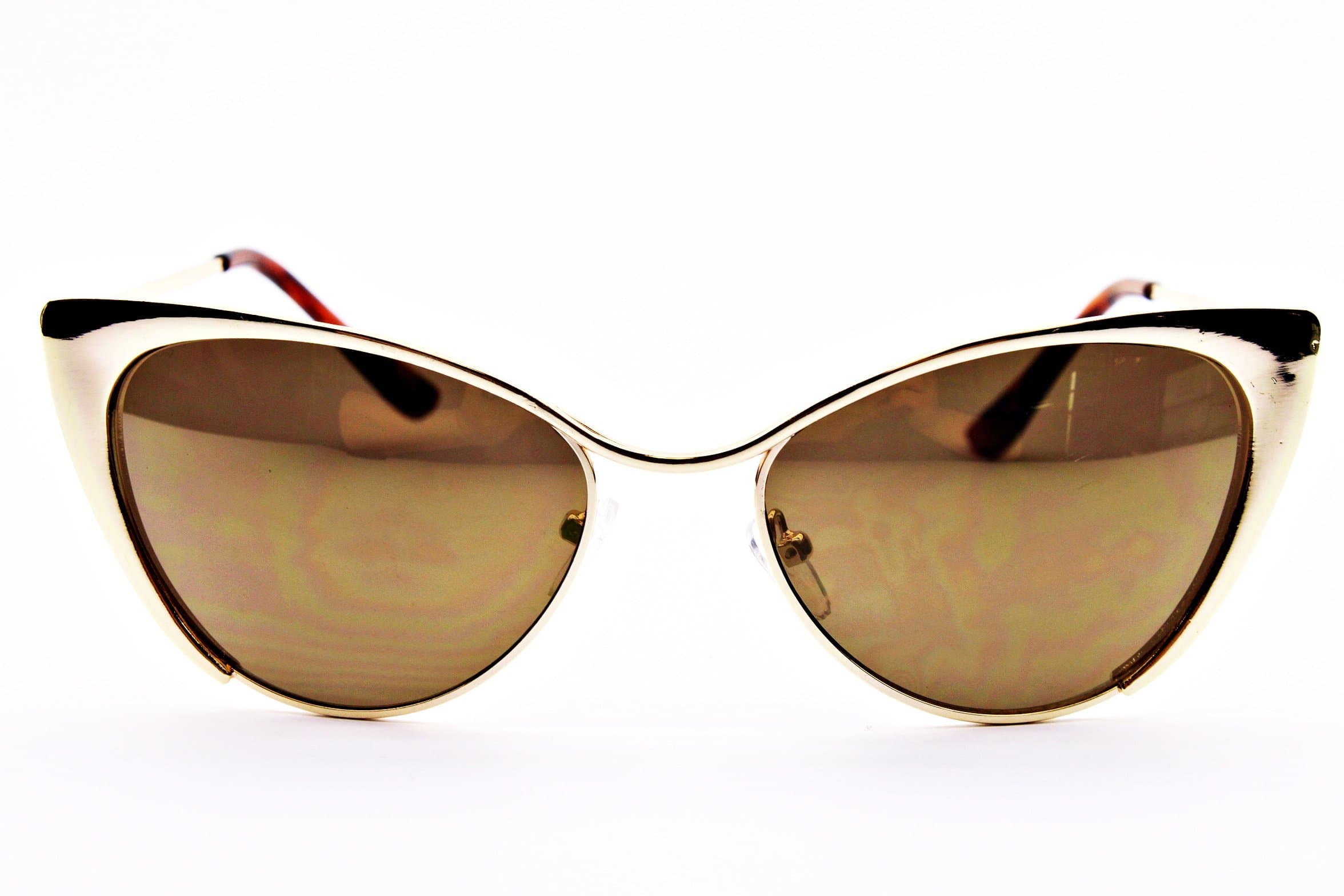 E16-vp Style Vault Cateye Sunglasses (Gold, clear)