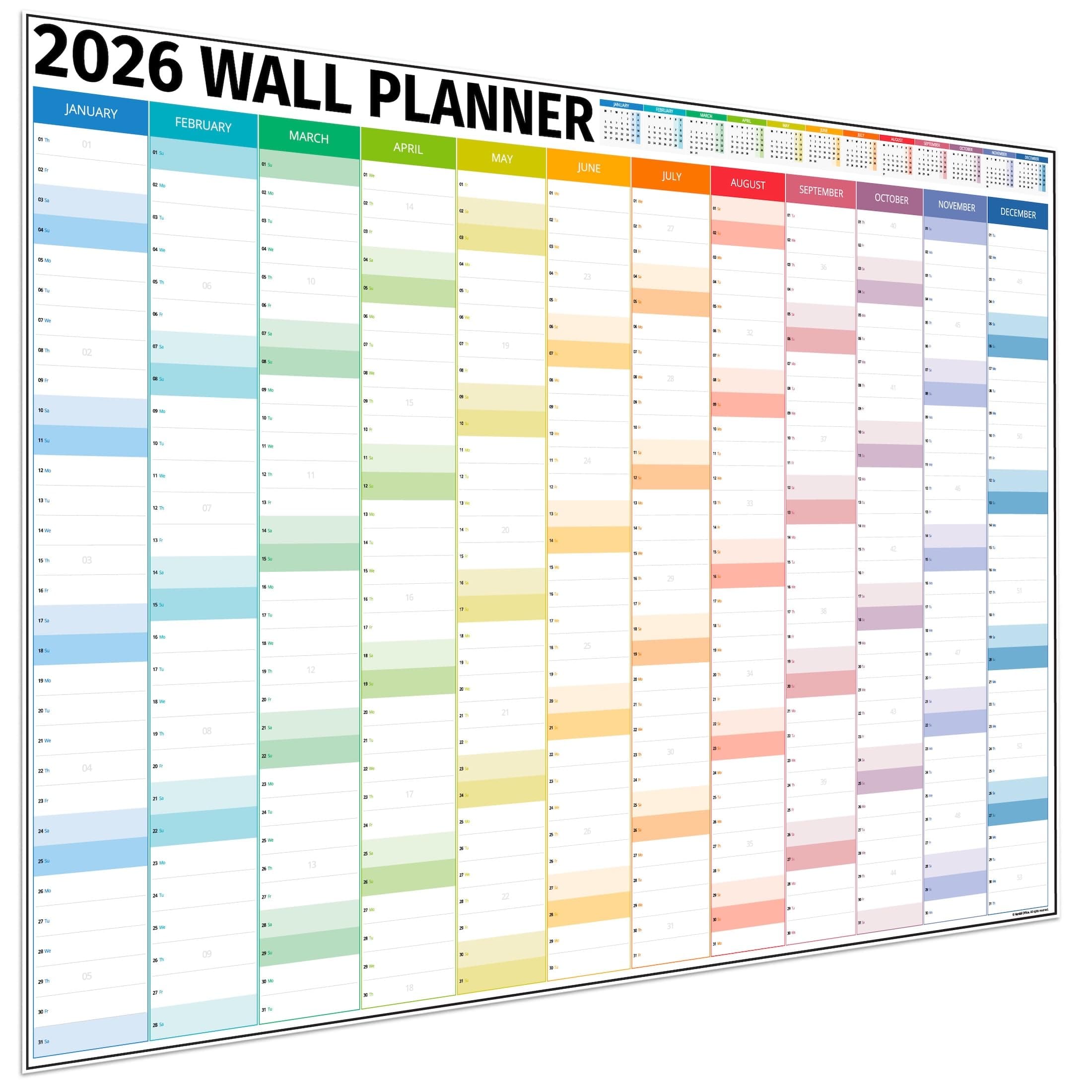 Wall Planner 2026 UK - A1 Extra Large 84 x 60cm Colour Full Year Family Planner Calendar 2026 For Home, Office, Teacher Calendars & Personal Organisers - Columns Edition