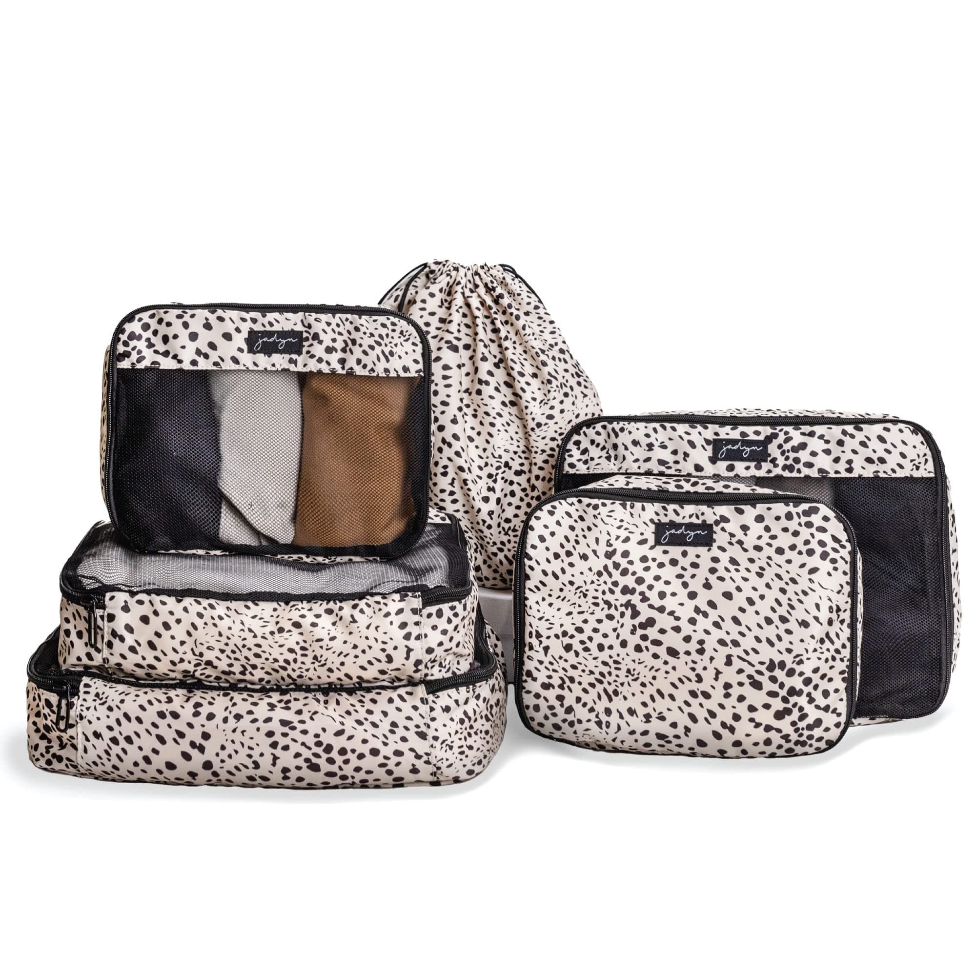 Jadyn Packing Cubes for Travel, 6-Piece Large Packing Cube Organizer Set for Suitcase, Duffel Bag, Luggage, Multiple Sizes Travel Essentials (Cheetah Spot)