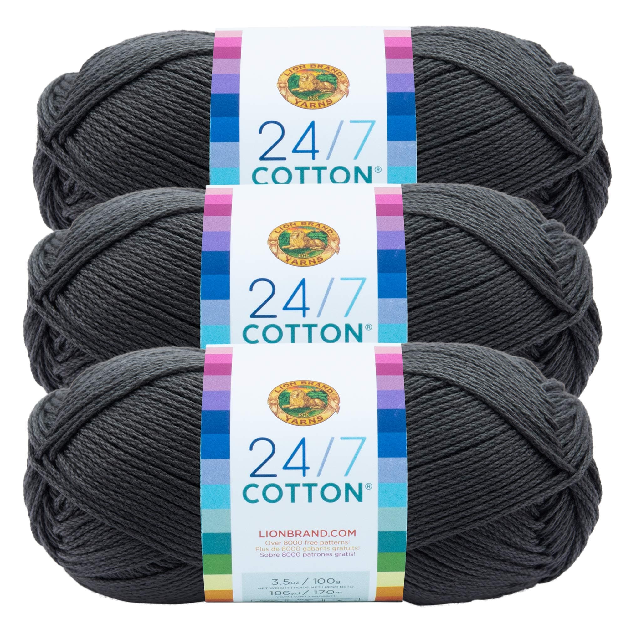 Lion Brand Yarn(3 Pack) Article #761-24-7 Cotton Yarn 761-150