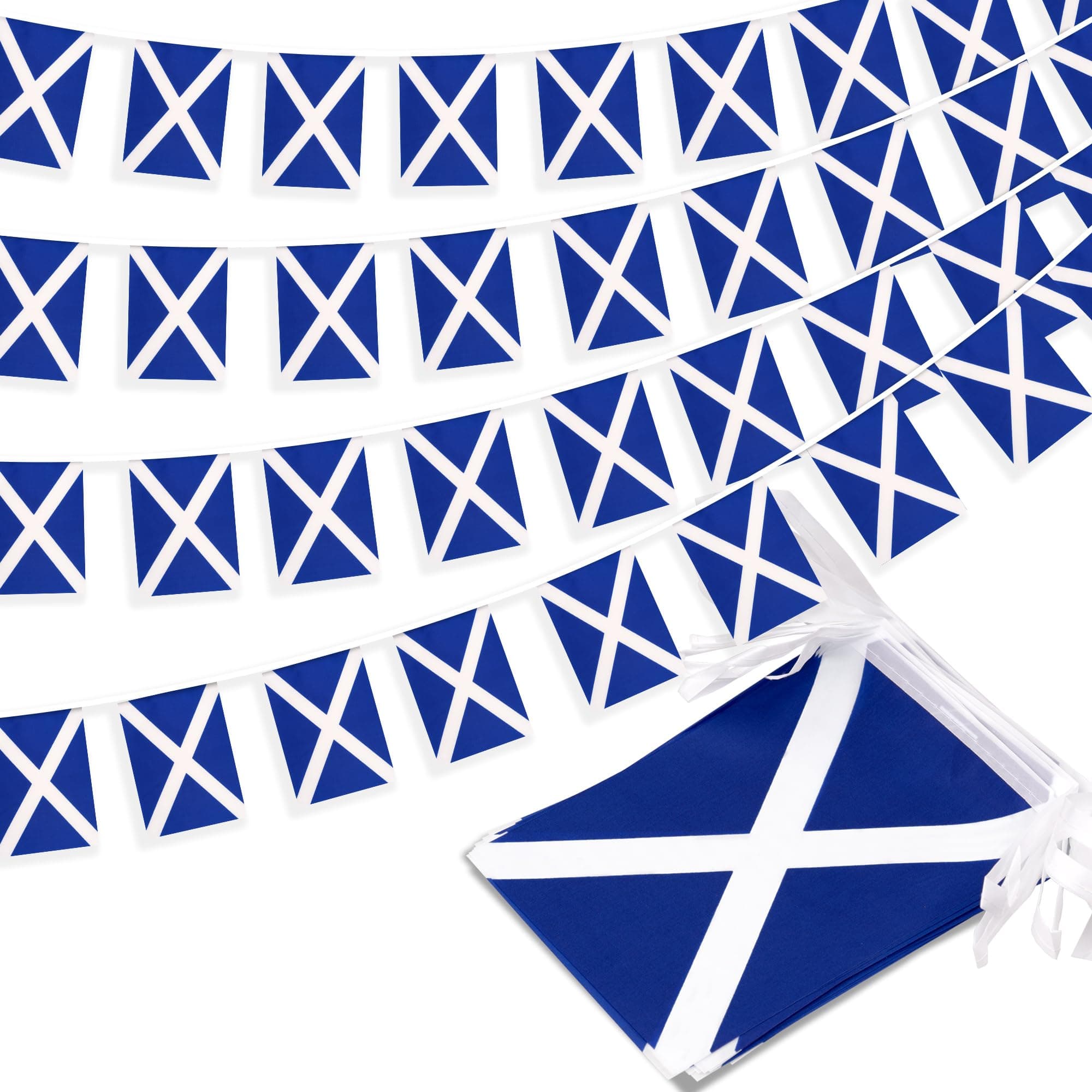 Scotland String Flag Pennant Banner, Small Mini Scottish Flags Bunting Banner, St. Andrew's Day National Country Decoration for School, Party, Sports Events, Patriotic Festival, 33 Feet 30 Flags