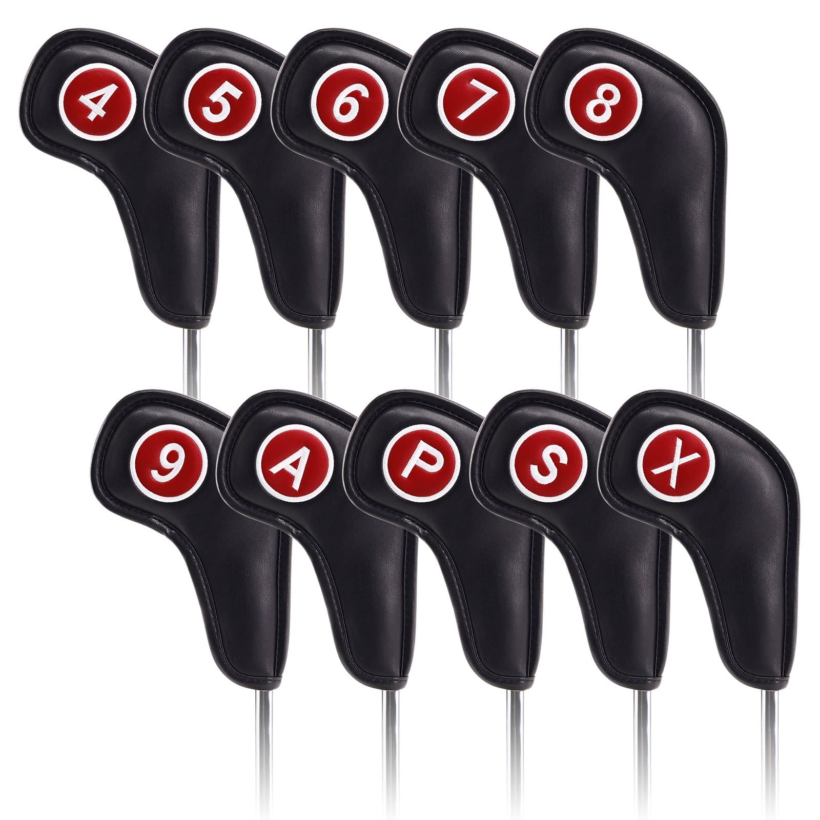 Magnetic Iron Headcovers Protective Cover with Large No. (A: Black with No. on Both Sides)