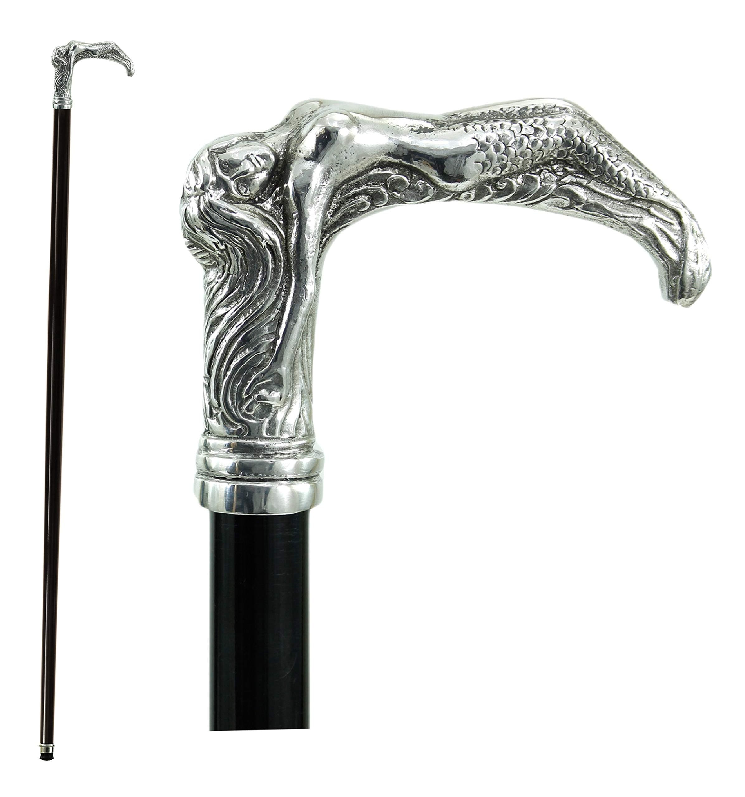 Made in Italy Vintage Dandy Walking Cane, Elegant Personalized Stick for Elderly Lady Gentleman Senior, Ideal for Ceremonies | Mermaid walking stick