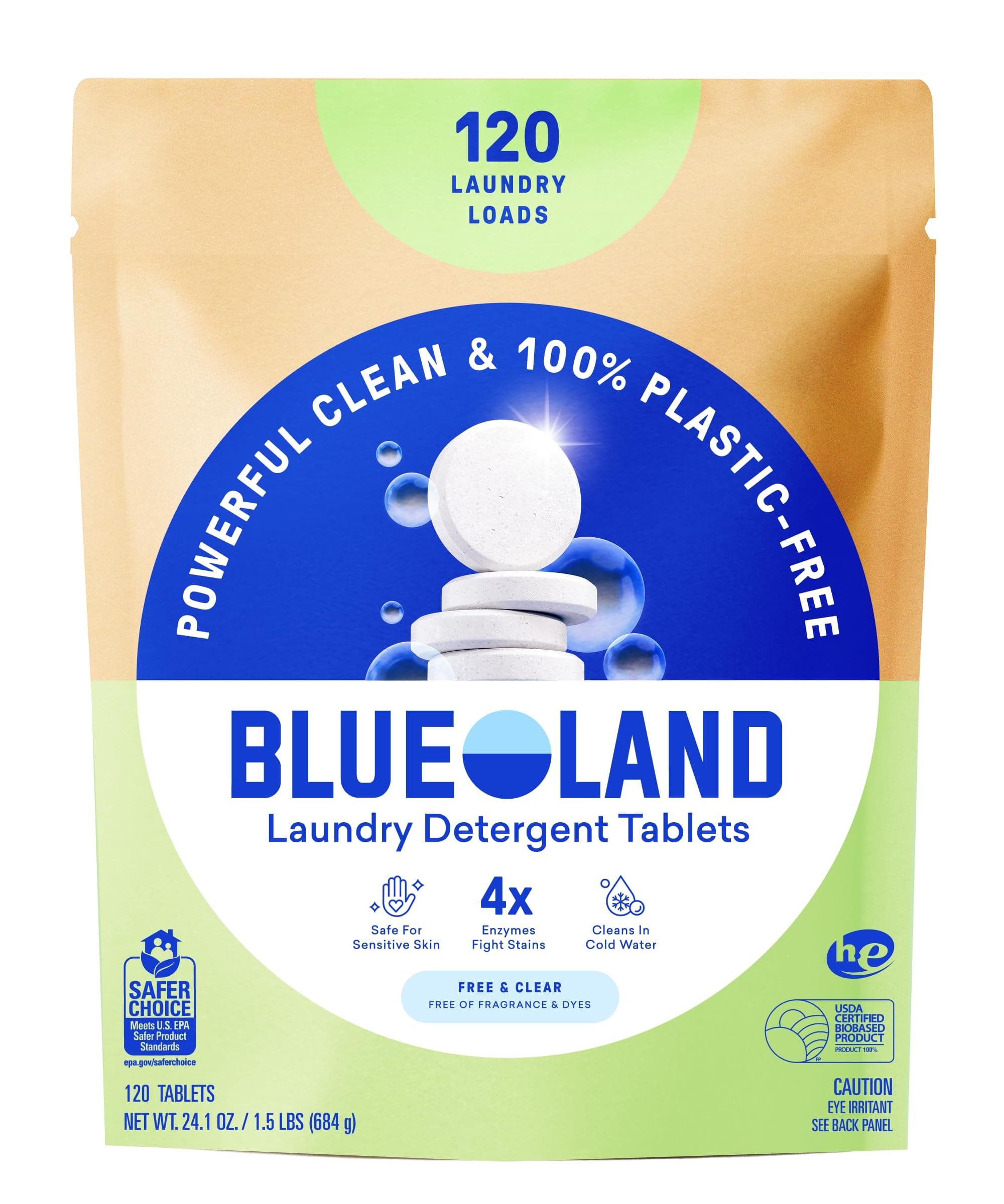 - Laundry Detergent Tablets, 120 Count, Plastic-Free Eco-Friendly Pods, Sheets, Liquid Alternative - Fragrance Free and Clear, Natural, Gentle