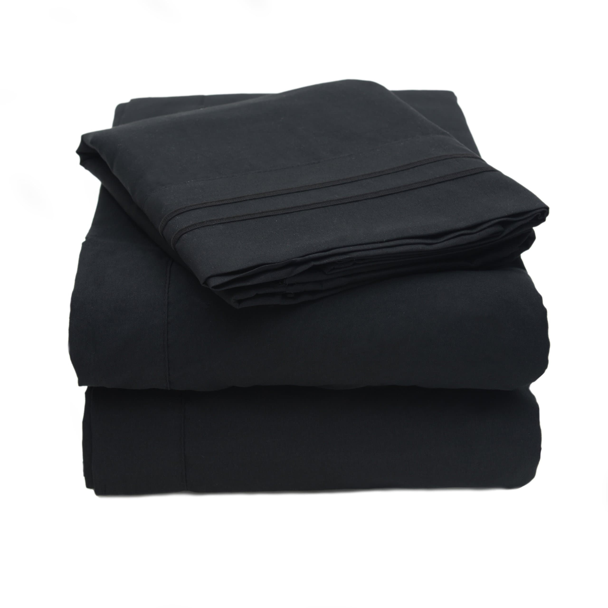 Olivia Branch 1800 Prime Collection - Soft and Cozy Sheet Sets - Wrinkle Resistant, deep Pocket, and Luxury Hotel Quality - Over in Twin, Full, Queen, King and Cal King - Queen, Black