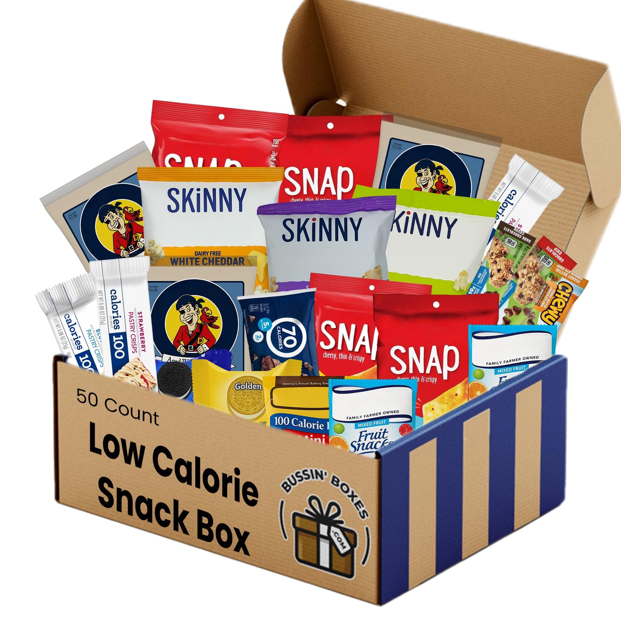 Low Calorie Snacks Variety Pack with 100 Calorie Snacks – Healthy Snacks for Adults and Kids – 50 Count Bulk Snack Box Assembled by Bussin Boxes