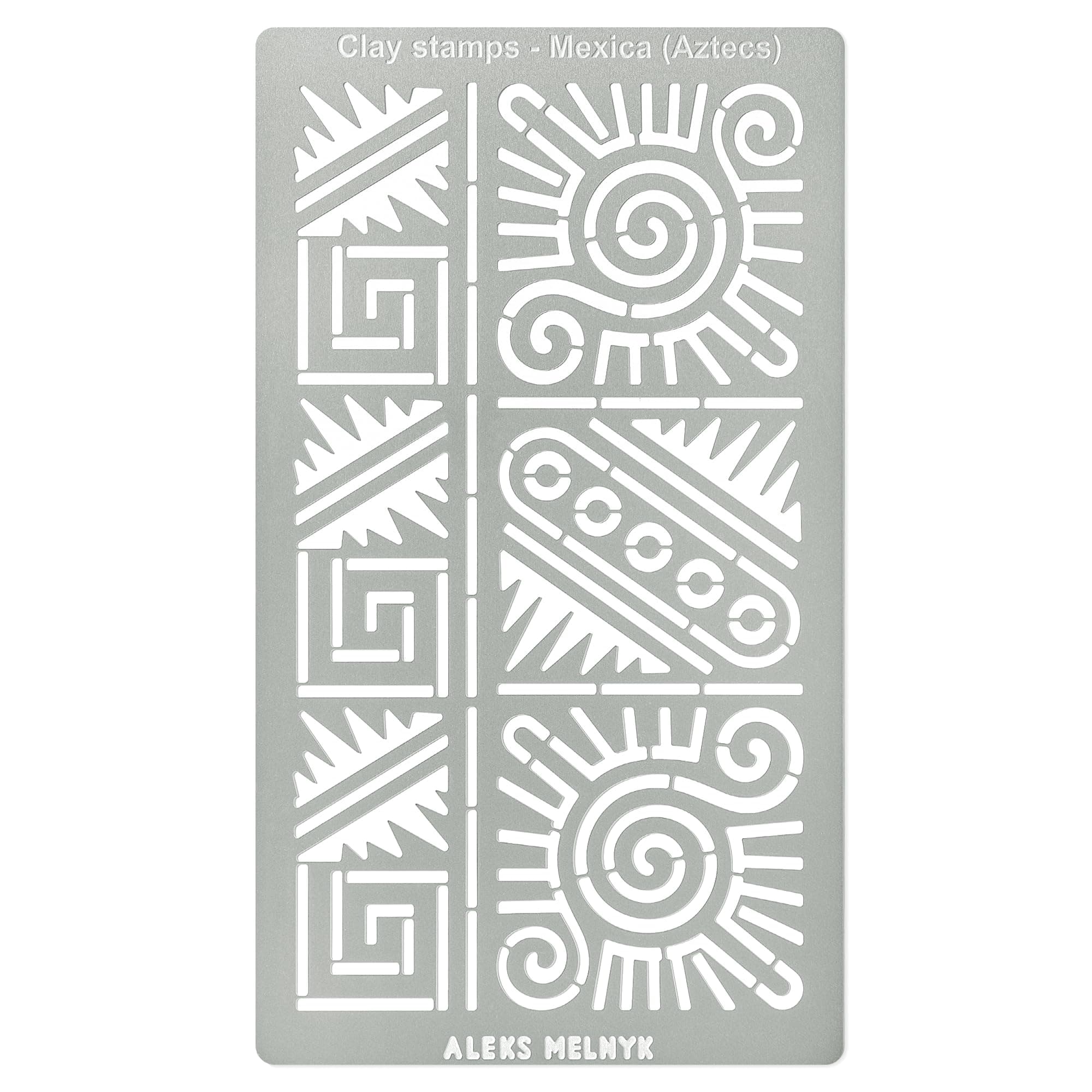 Aleks Melnyk No.433 Metal Stencil, Aztec Stencil Patterns and Symbols, Small Stencil, 1 PCS, Template for Wood Burning, Engraving, Crafting, Scrapbook, Art