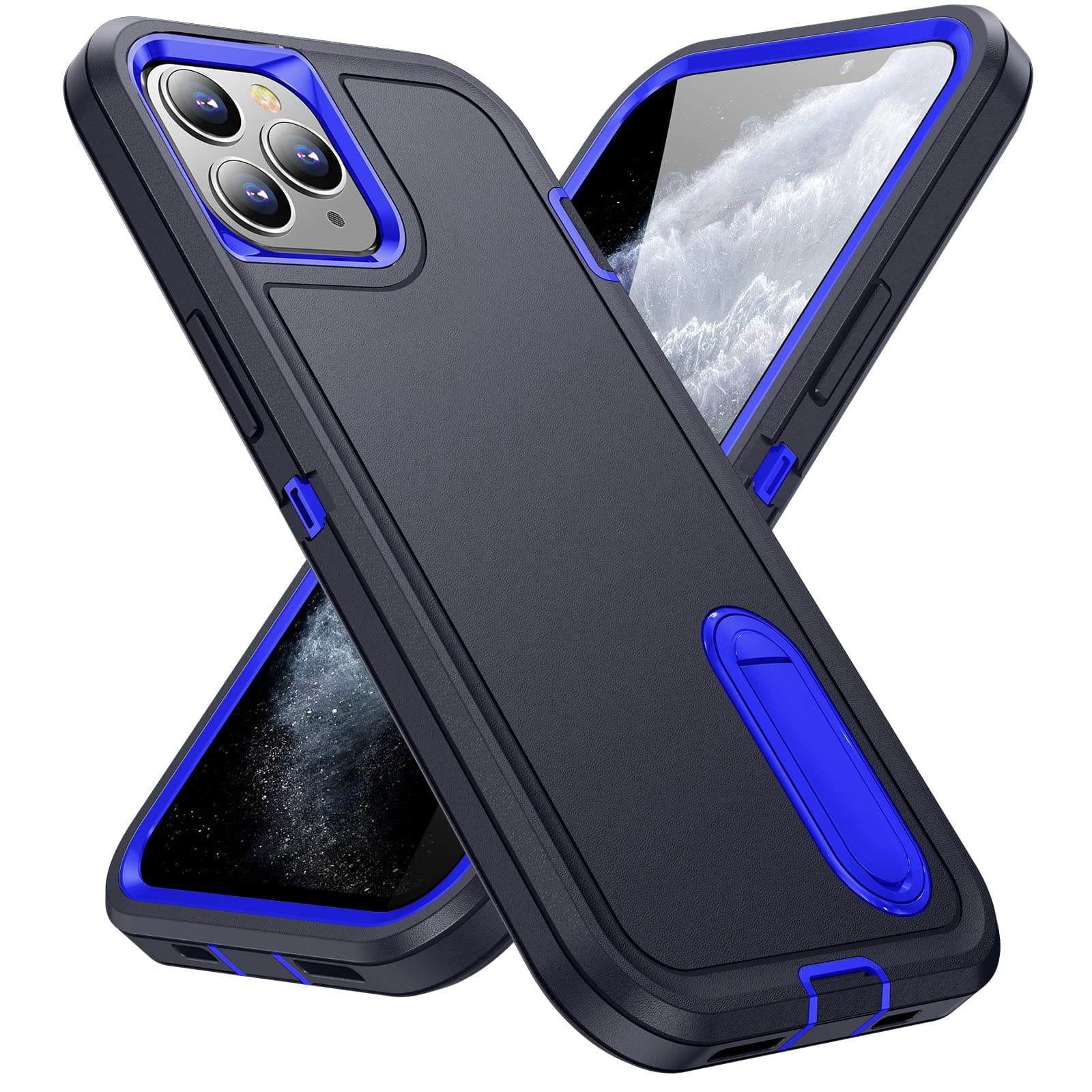 IDweel iPhone 11 Pro Max Case with Build-in Kickstand,Heavy Duty Protection Shockproof Anti-Scratch Rugged Protective Durable Case Hard Cover for iPhone 11 Pro Max 6.5 Inch,Navy Blue