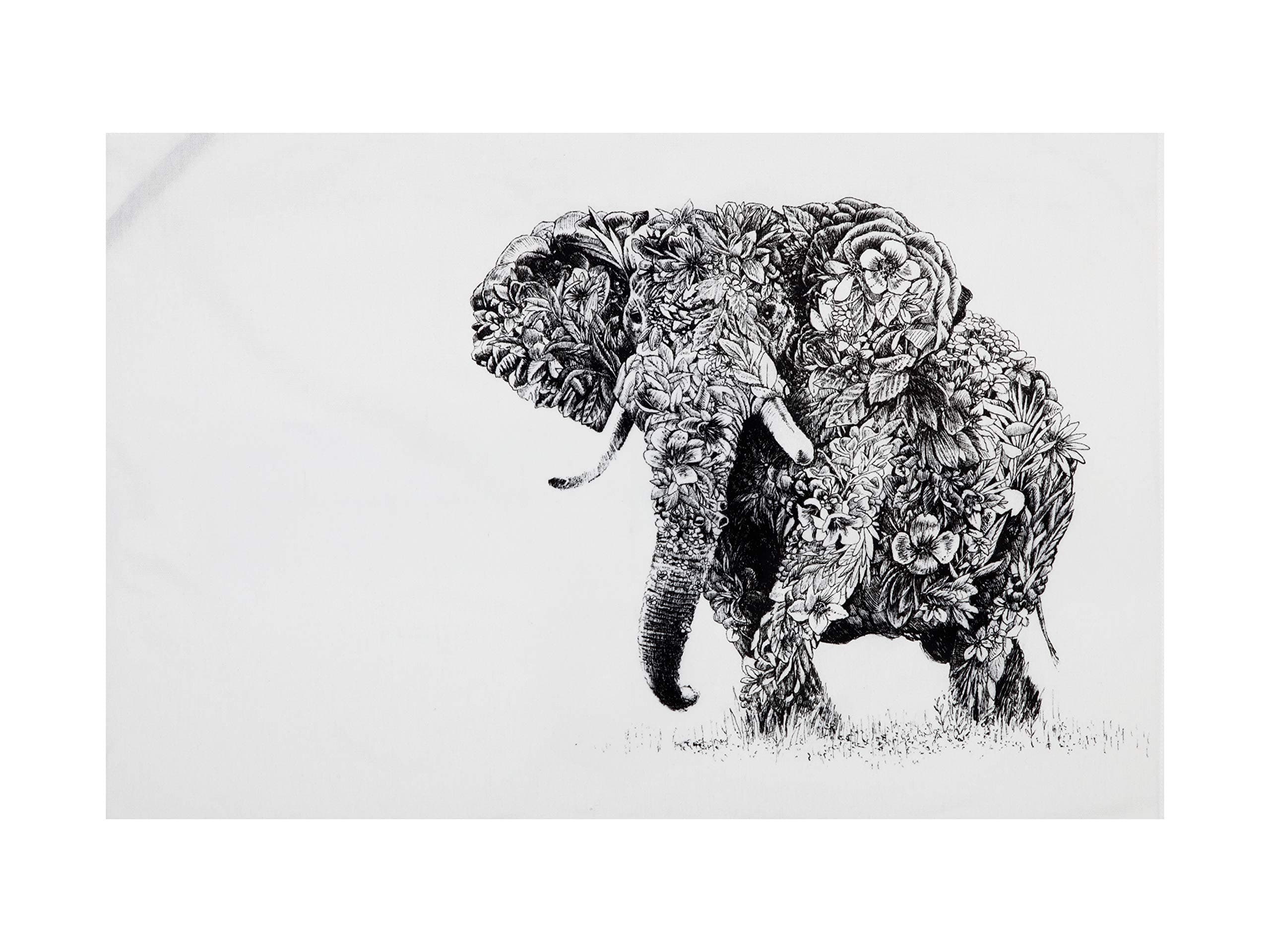 Maxwell & Williams Tea Towel with African Elephant Design, 100% Indian Cotton, 50 x 70 cm
