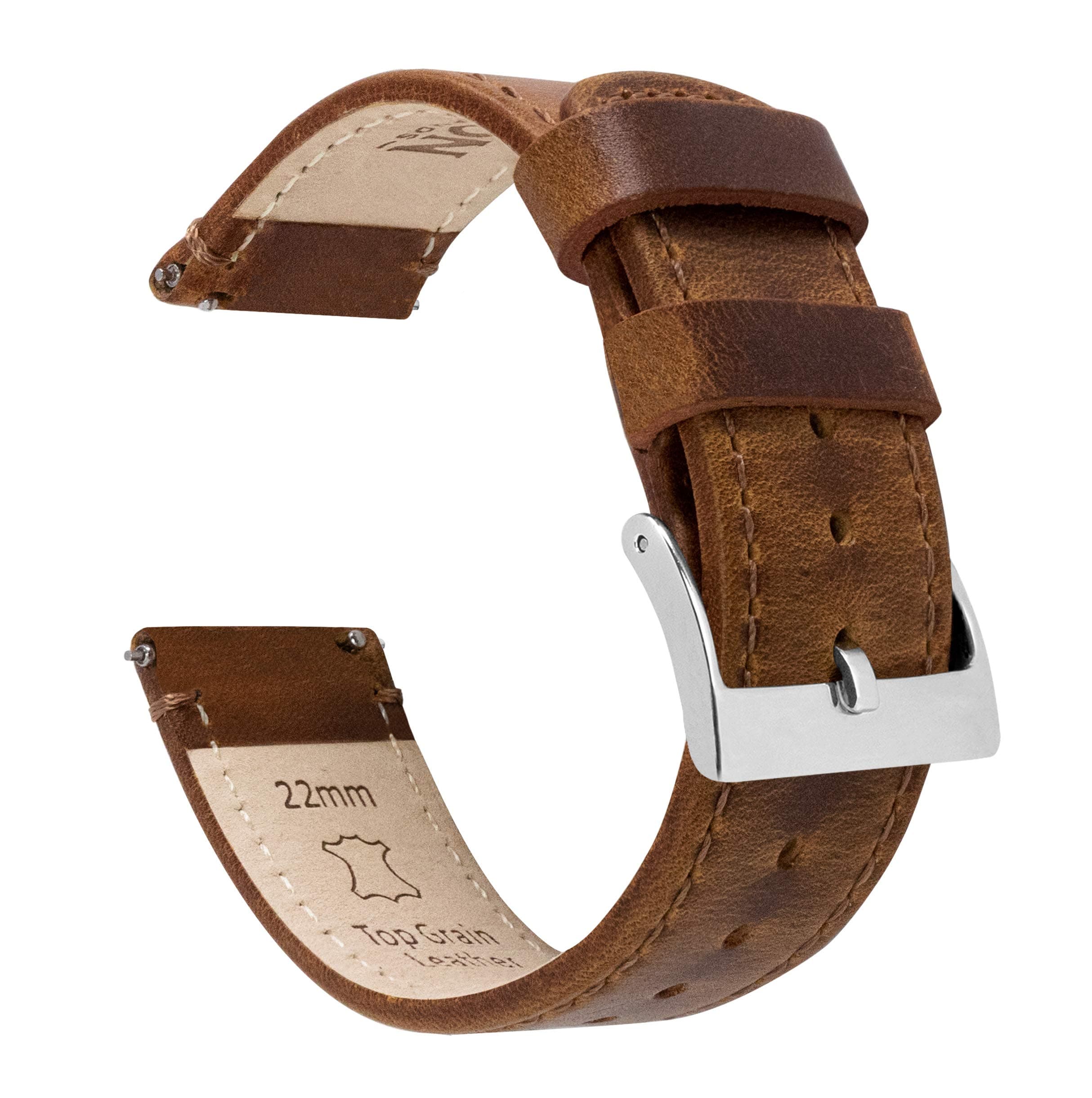 BARTON Quick Release - Top Grain Leather Watch Band Strap - Choice of Colour & Width - 16mm, 18mm, 19mm, 20mm, 21mm 22mm, 23mm or 24mm
