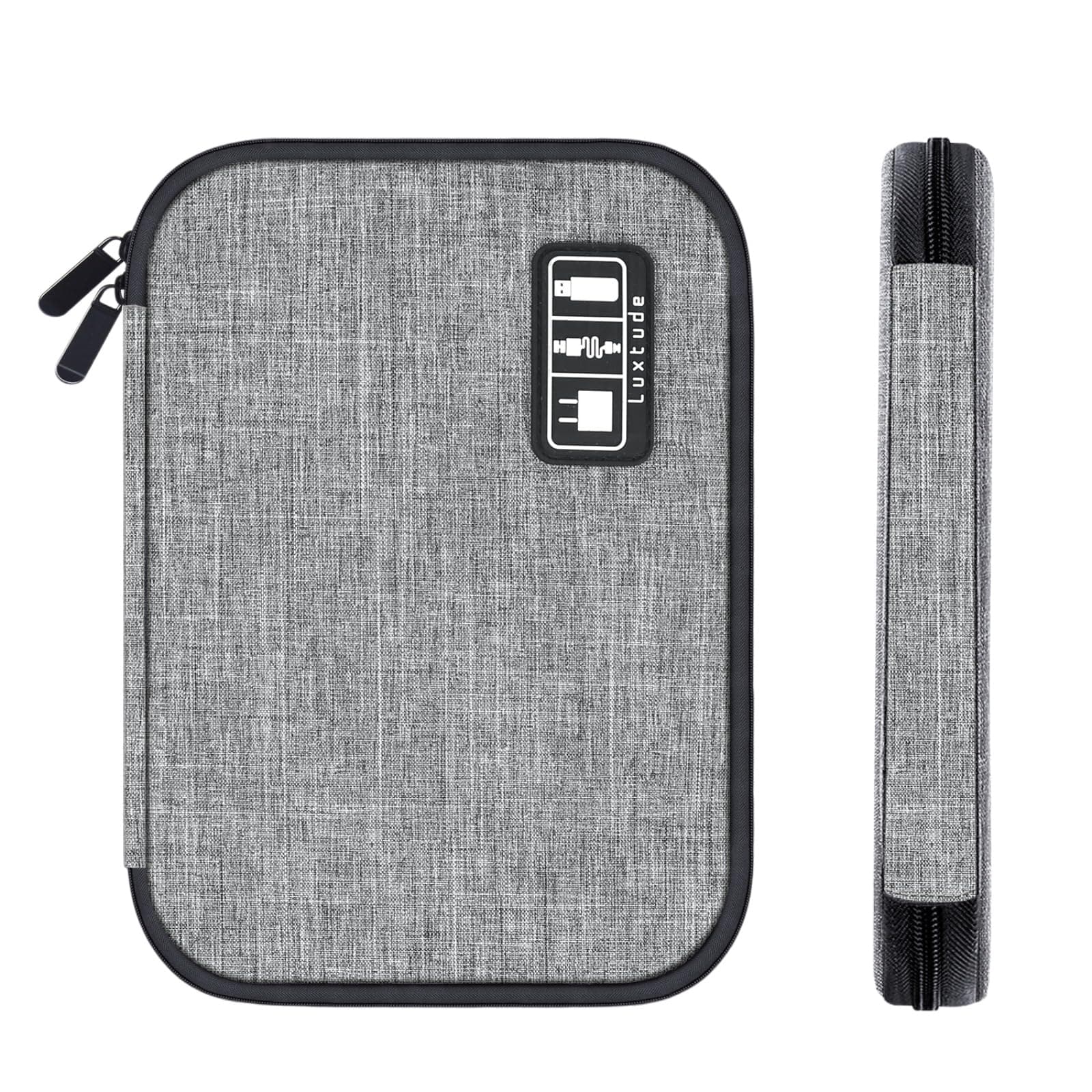 Luxtude Electronics Organizer, Compact Travel Organizer Bag, Portable Cord Organizer Travel Bag for Cable Storage, Cord Storage and Electronics Accessories Phone/USB/SD Card/Charger Organizer (Gray)
