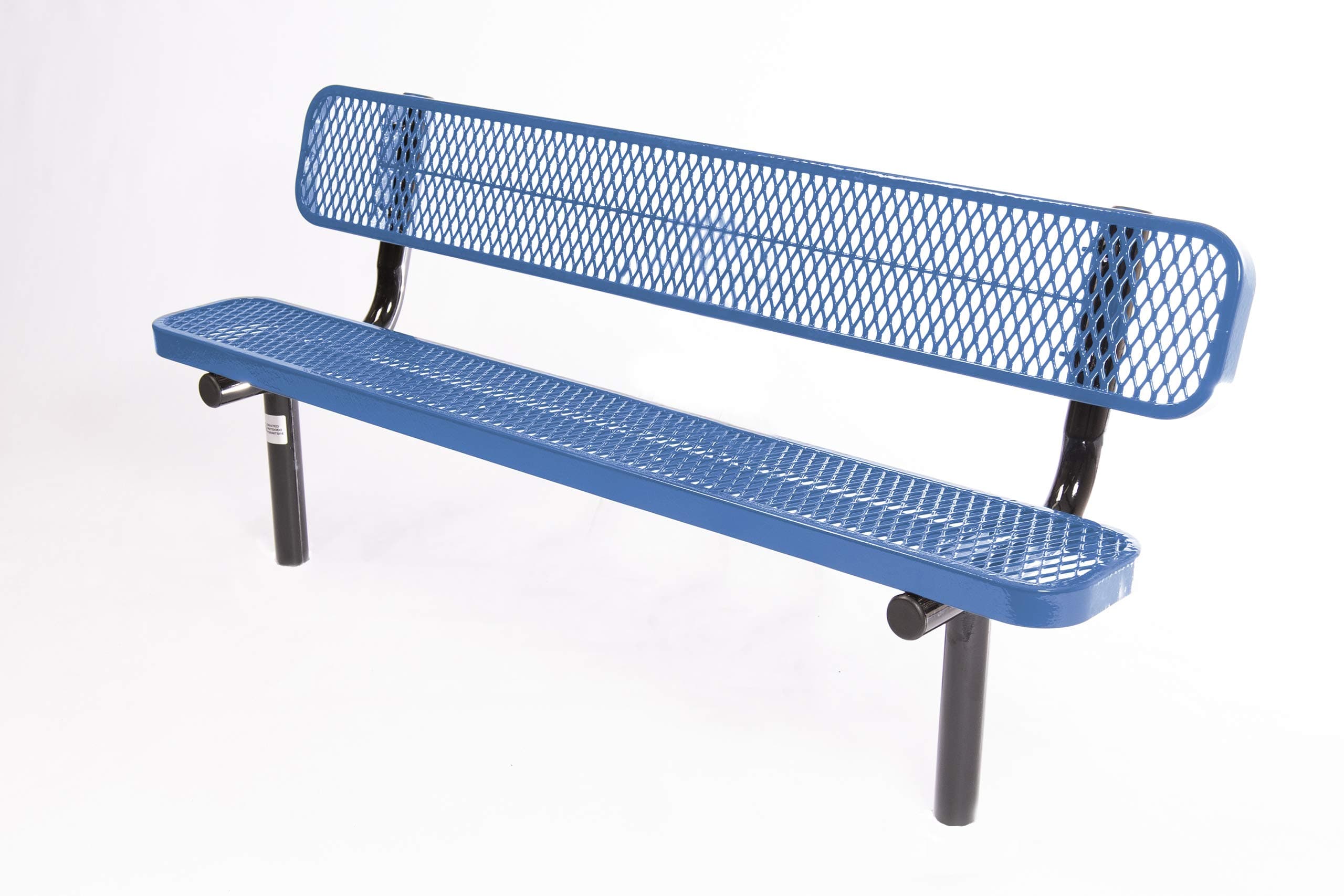 B6WBI-LBL Heavy Duty Park Bench with Back Inground Mount Frame, 6 Ft, Light Blue, Made in America