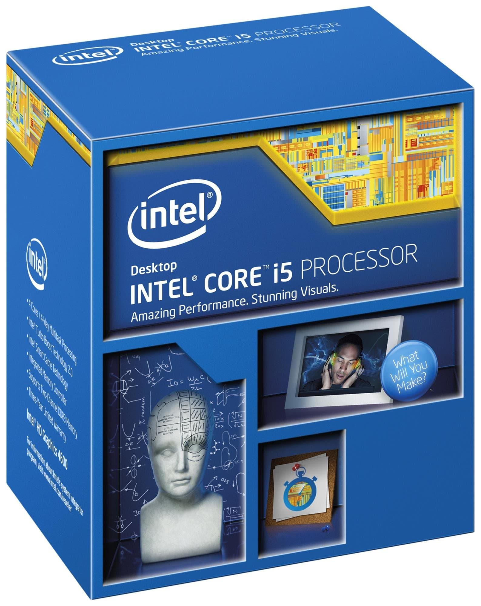 Intel Core i5 4430 Quad Core Retail CPU (Socket 1150, 3.00GHz, 6MB, Haswell, 84W, Intel Graphics, BX80646I54430, 4th Generation Intel Core, Turbo Boost Technology 2.0)