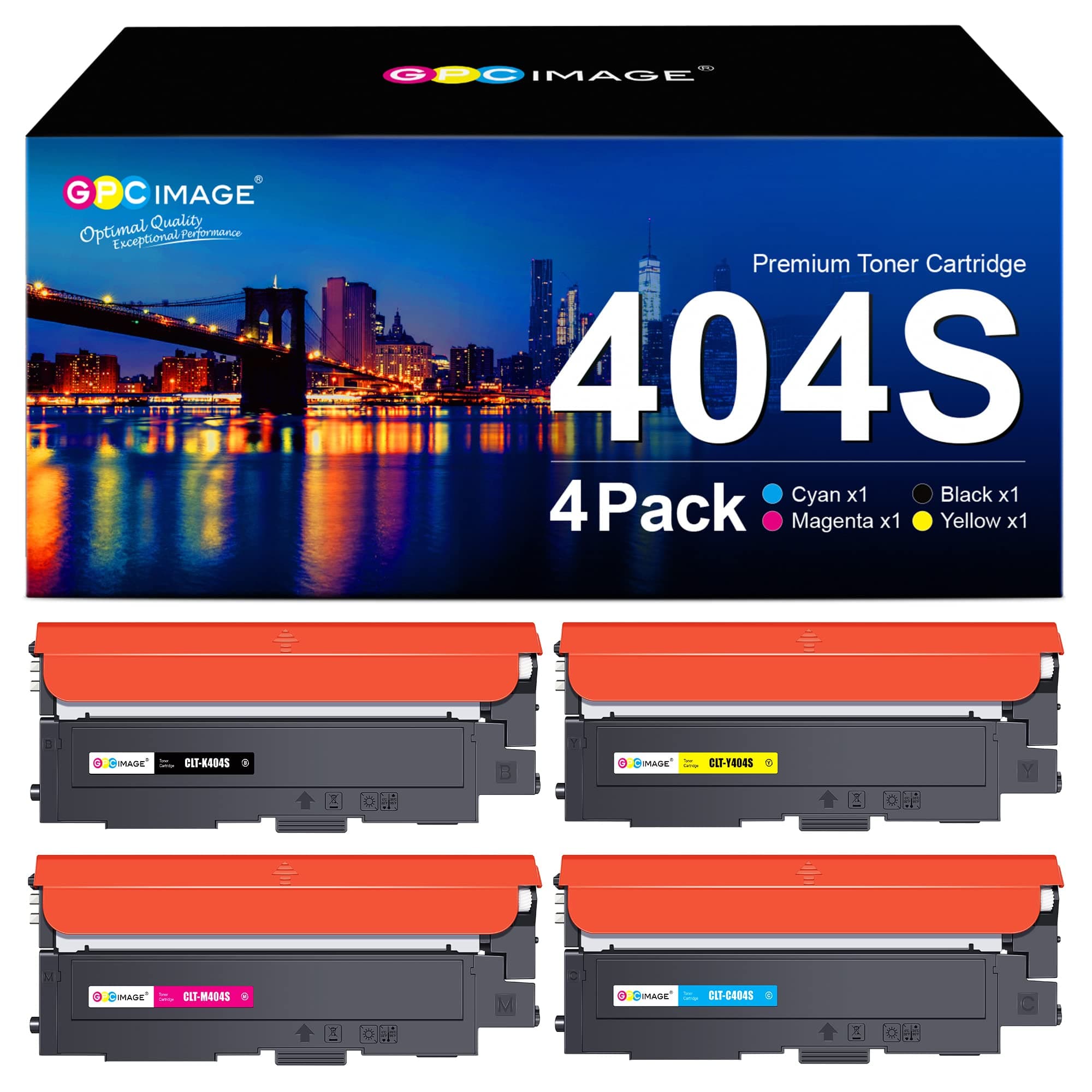 GPC Image Compatible Toner Cartridges Replacement for Samsung CLT-P404C K404S C404S K404S Y404S for Xpress SL-C430W SL-C480W SL-C480FW SL-C430 SL-C480 SL-C480FN (Black Cyan Magenta Yellow,4-Pack)ClimatePartner certified