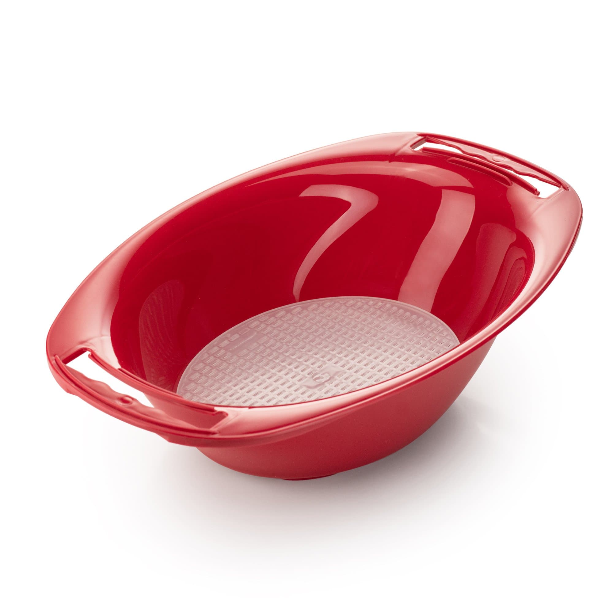 Börner Container with Sieve Mandoline Slicers Vital, V5, V6 • Catch Bowl for V-Slicer • Catch Tray for Cut Vegetables • Salad Bowl for Kitchen Slicer • Color: Red