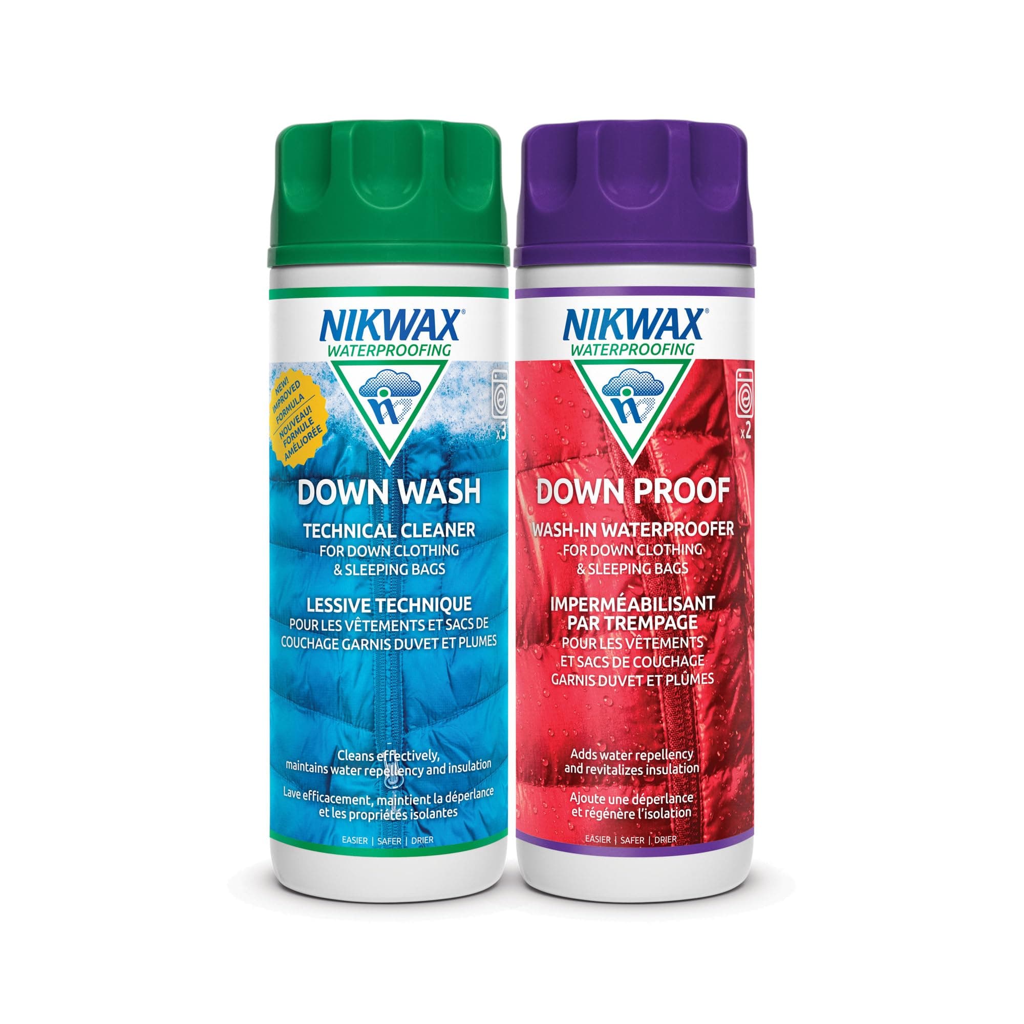 Nikwax Down, Down DUO-Pack, 300ml, Wash-In Cleaning and Waterproofing adds DWR Water Repellency to Down Filled Jackets, Outerwear, Sleeping Bags, Restores and Protects Insulation and Loft