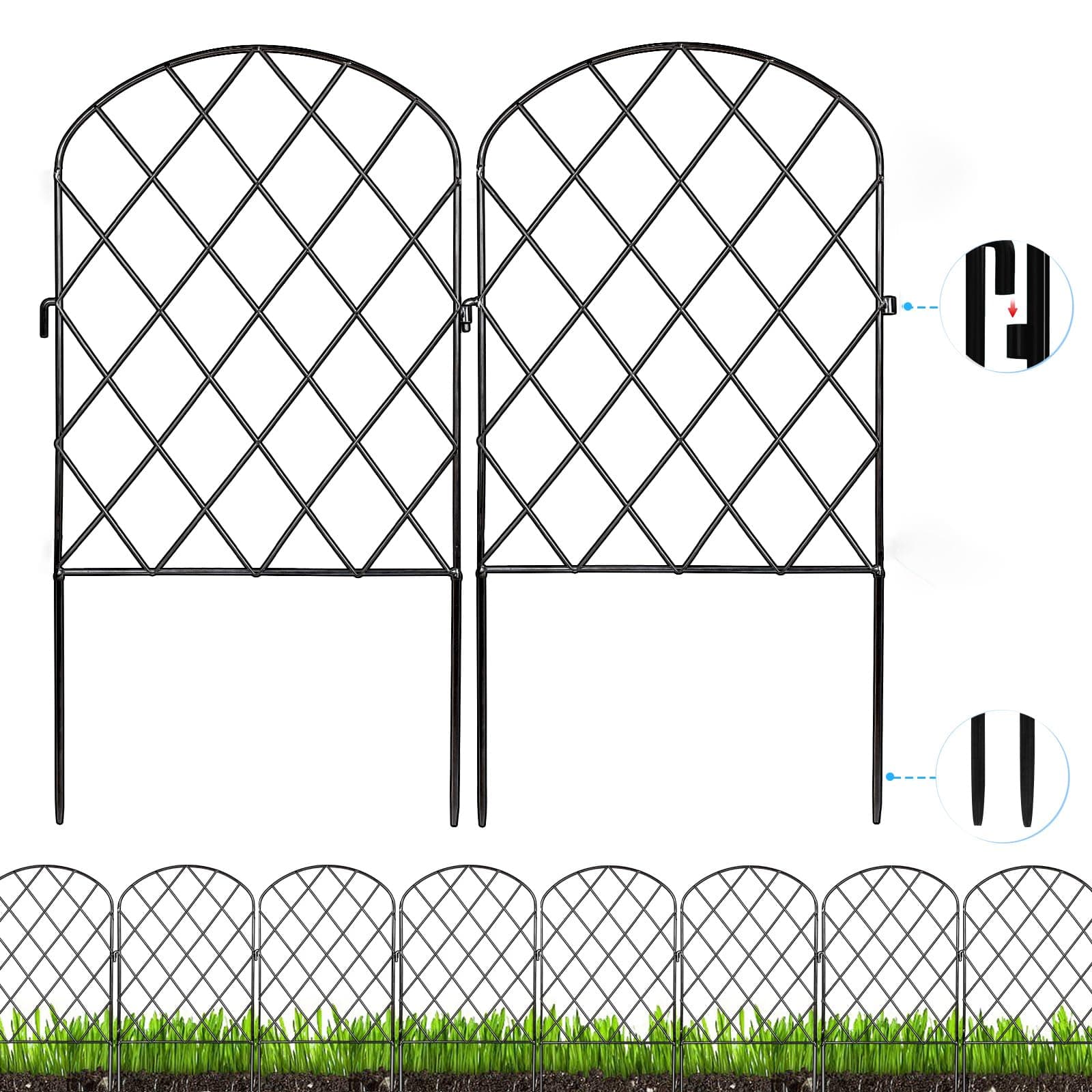 Decorative Garden Small Fence 10 Pack,10 Ft (L) X 24 in (H) Black Mesh Rustproof Metal Fence, Animal Barrier Fence for Small Dog, Border Folding Patio Fences,Outdoor Flower Bed Landscape Decor