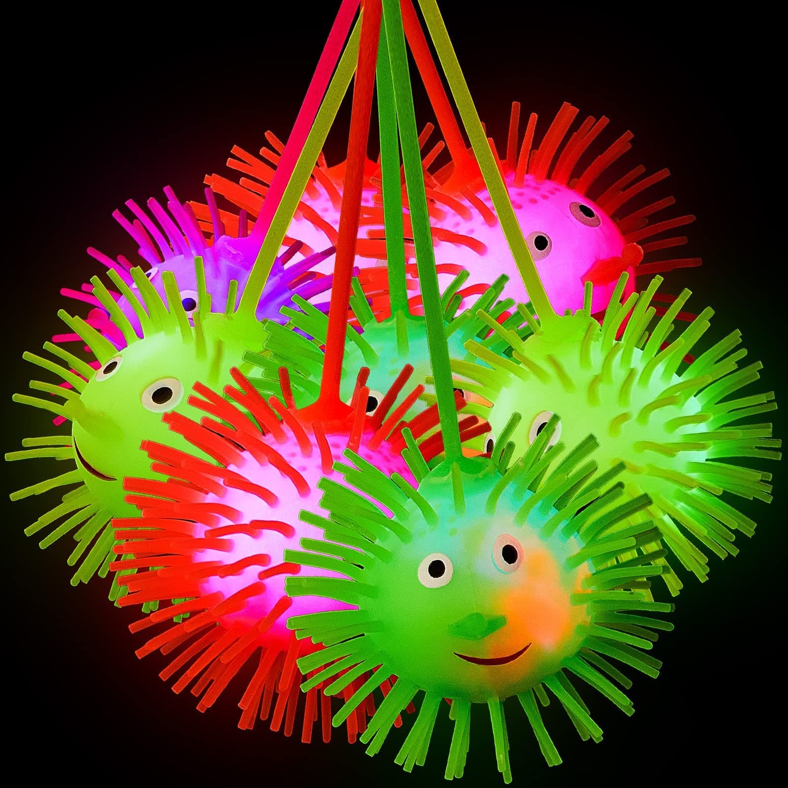 24 Pcs LED Puffer Balls Squishy Stress Relief Glowing Balls Light up Balls Multi Color Flashing Puffer Ball for Boys Girls Adults Goodie Bag Fillers Stocking Stuffers Party Favors Sensory Supplies