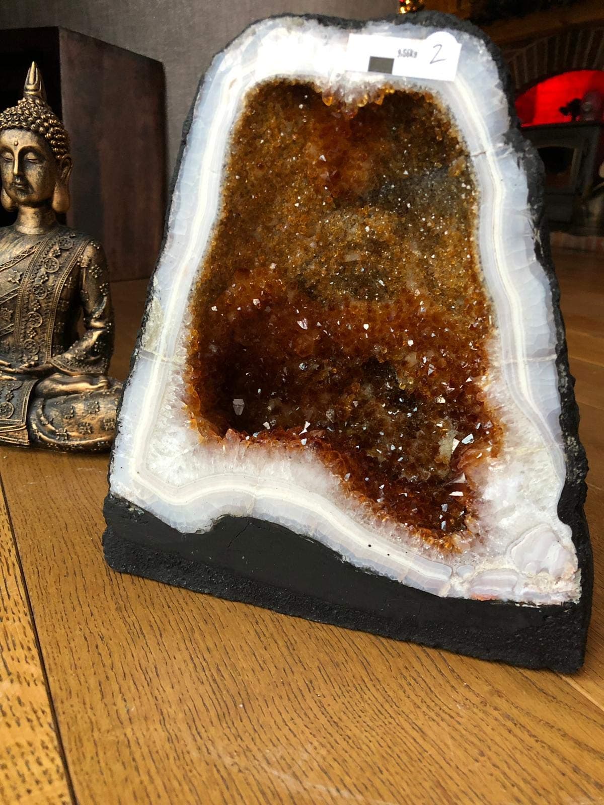 Citrine Geode 2 Crystal Cluster Druzy Premium Grade 9.56kg H23xW33cm