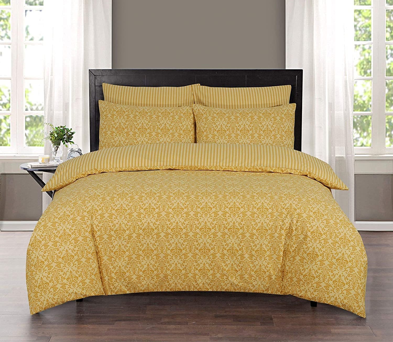 100% Pure Cotton Reversible Patterned Duvet Cover Sets Balia Eggshell, Double