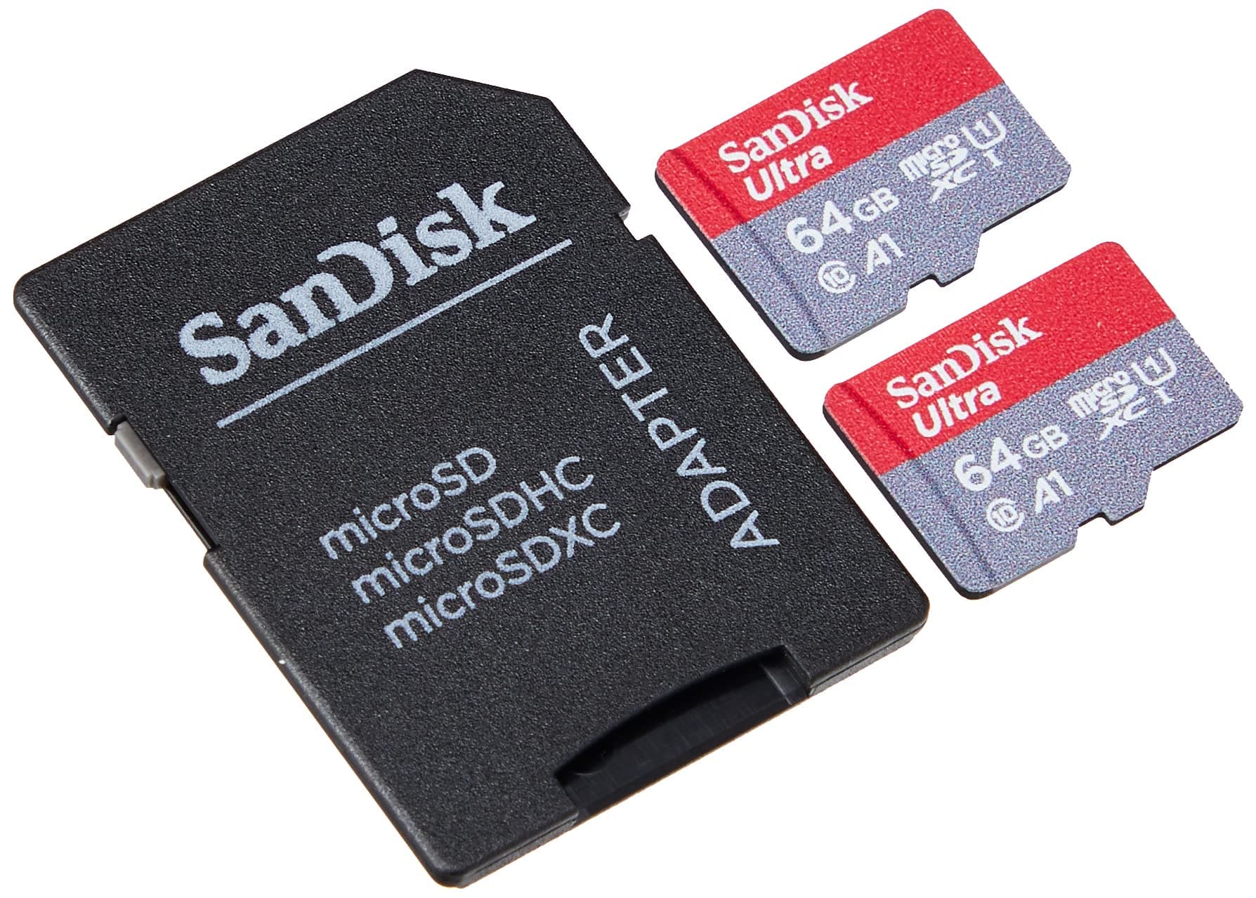 SanDiskUltra 64GB microSDHC UHS-I card, with Adapter (2-Pack)