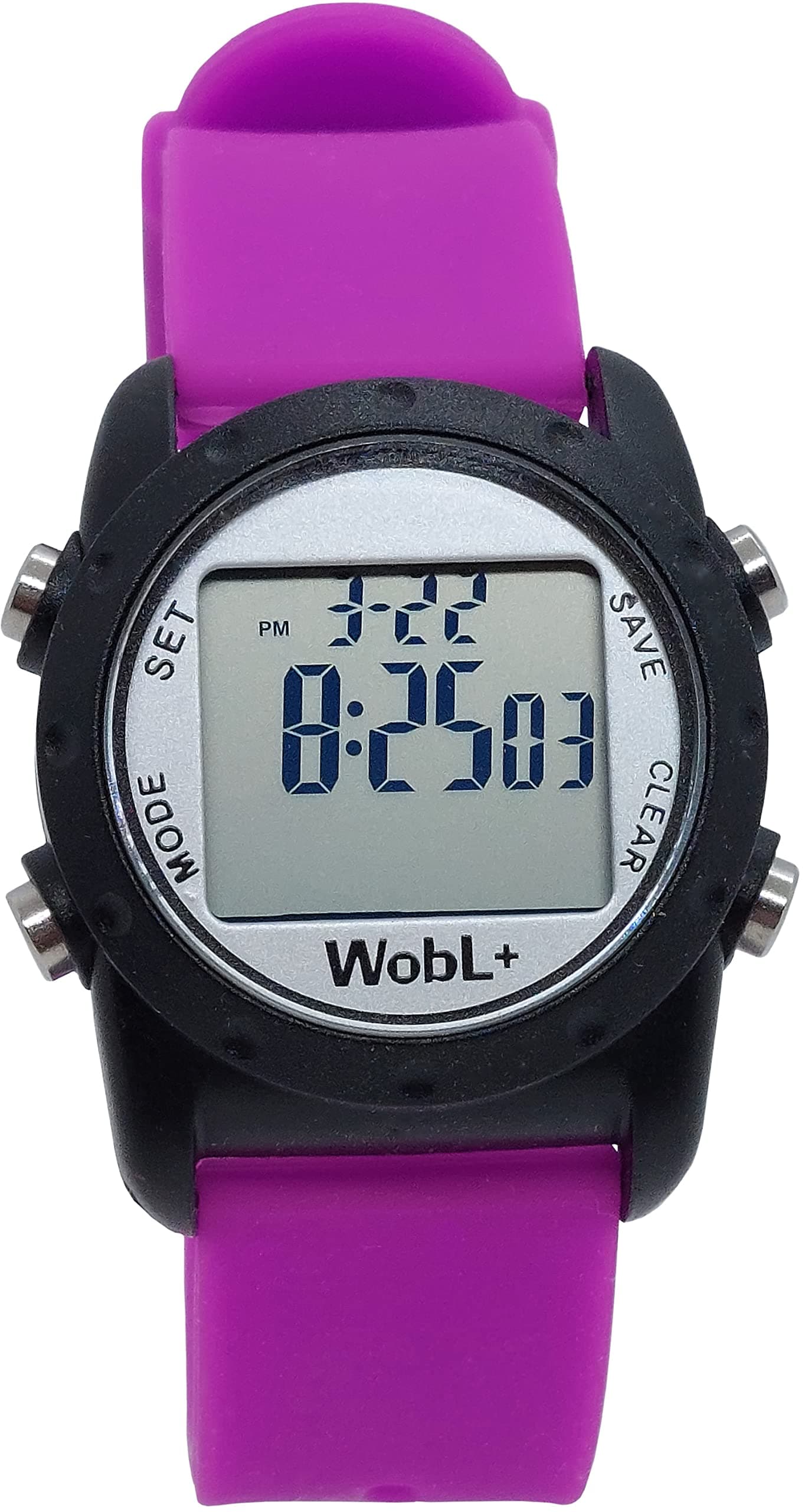 WobL+ World's Smallest & Best Waterproof Vibrating 9 Alarms + Countdown Timer Wristwatch (Purple) Sports/Medicine/Meeting/Potty Reminders, Puurple