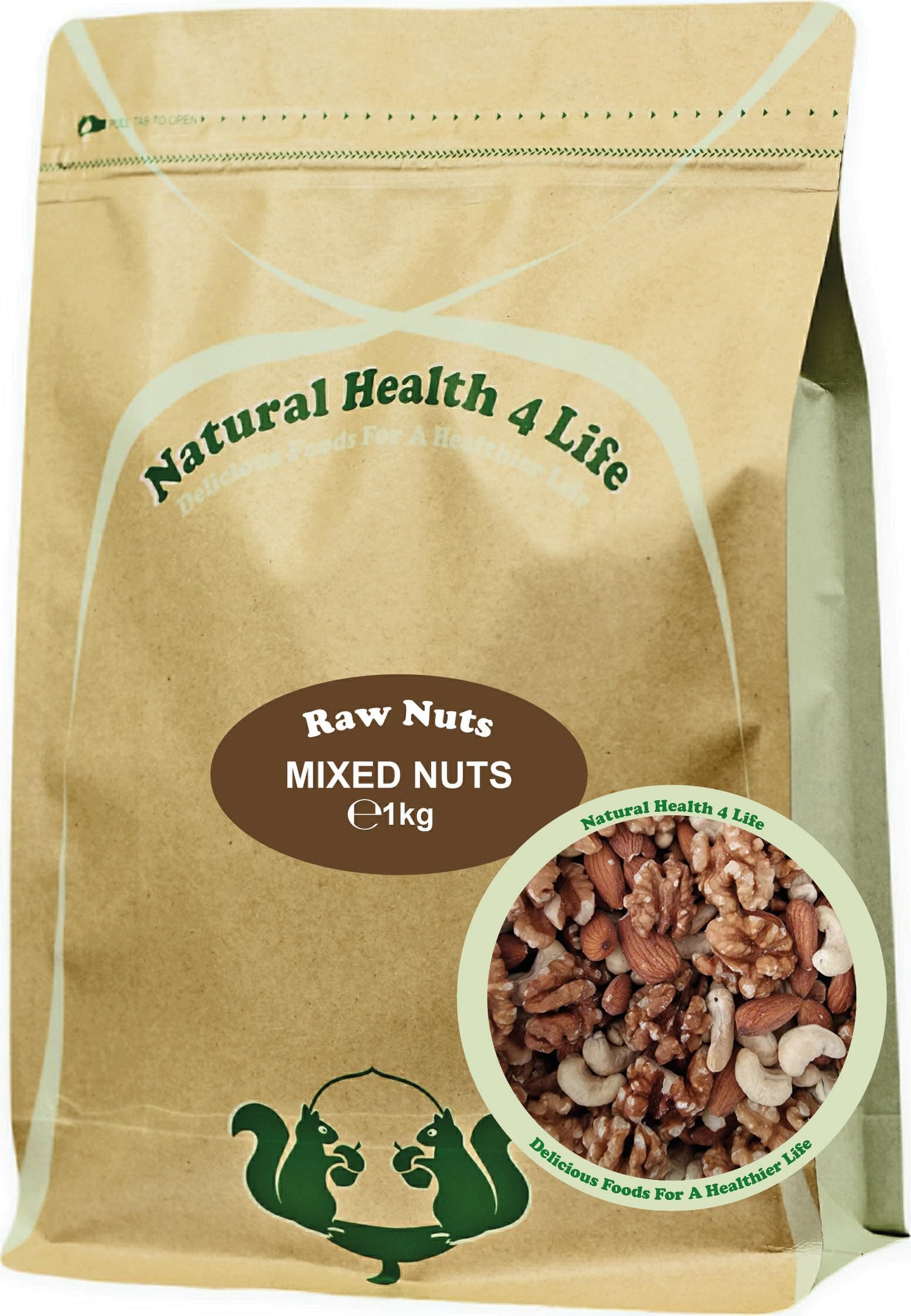 Snack Nut Mixes Whole Mixed Nuts (Cashews, Walnuts, Almonds) 1 kg in Resealable Pouch (1 Pouch)