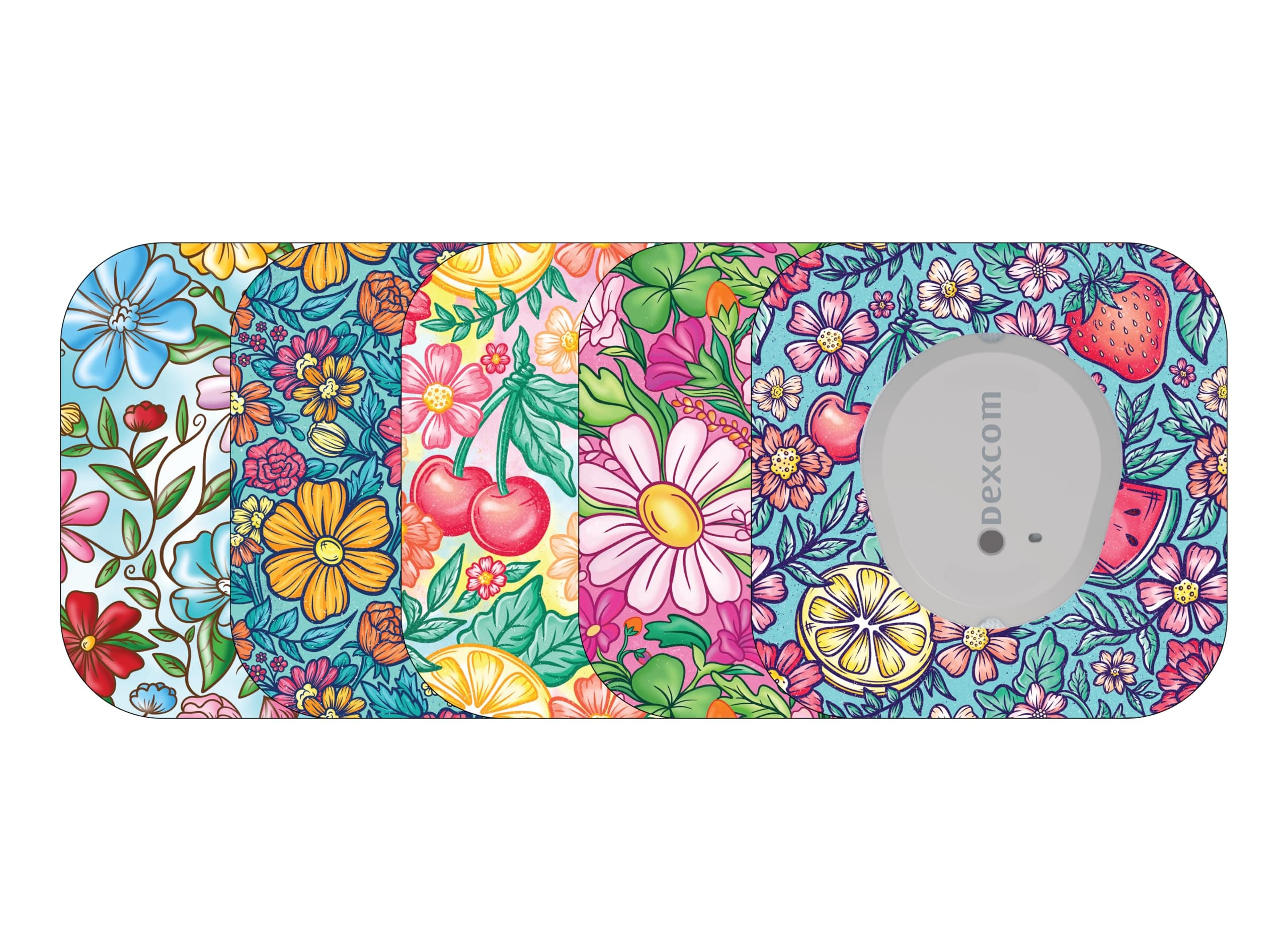 Glucomart Mini Adhesive Patches for Dexcom G7, Stelo & Infusion Sets – 5-Pack Waterproof, Sweatproof CGM Overpatches – Hypoallergenic CGM Sensor Patches (Summer Floral)