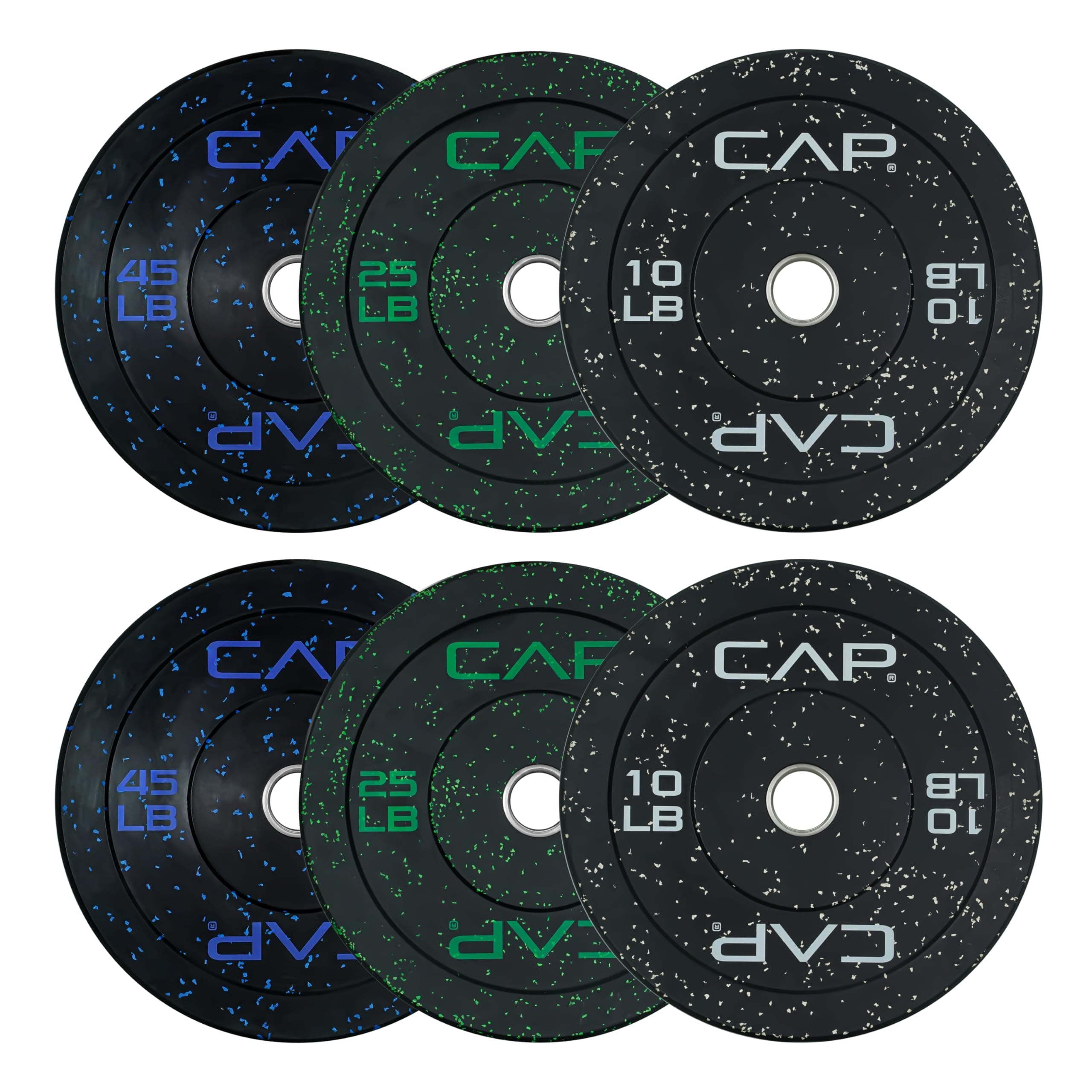 CAP 2-inch Olympic Bumper Plate Weight Set | 100-370 lbs | Multiple Colors | Storage Rack Optional