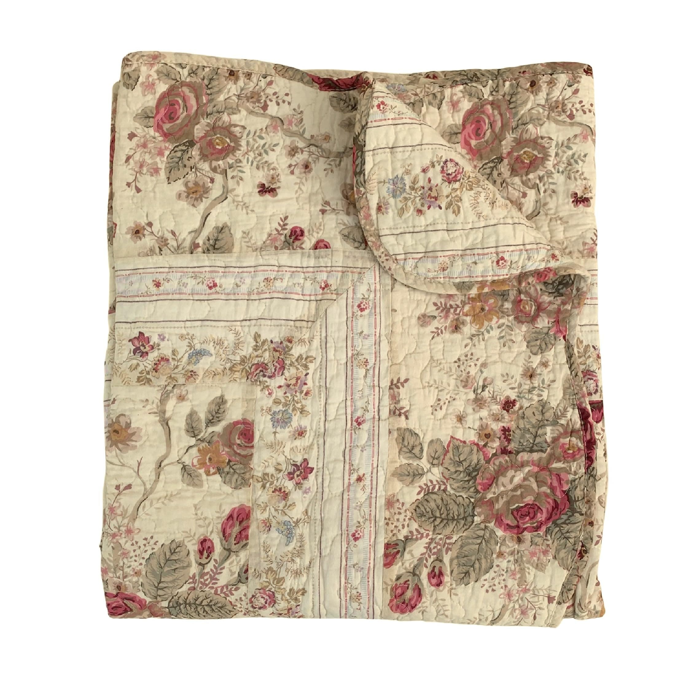 Greenland Home Cotton Antique Rose Quilted Patchwork Throw (Full, Multicolour)